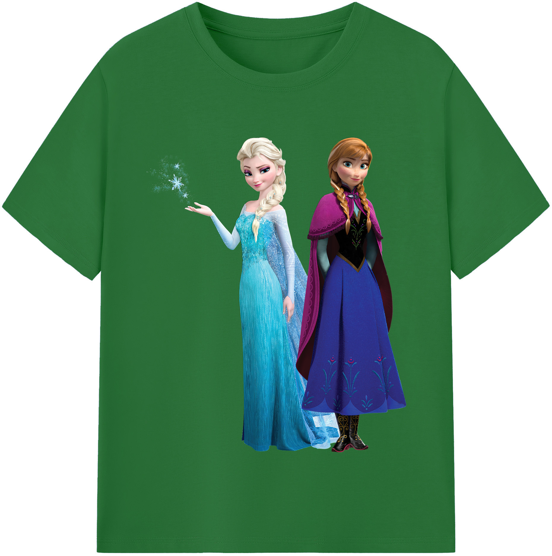 （画像用） アナと雪の女王 アンナ エルサ Frozen Anna Elsa 綿100％半袖Tシャツ（フロントプリント）
