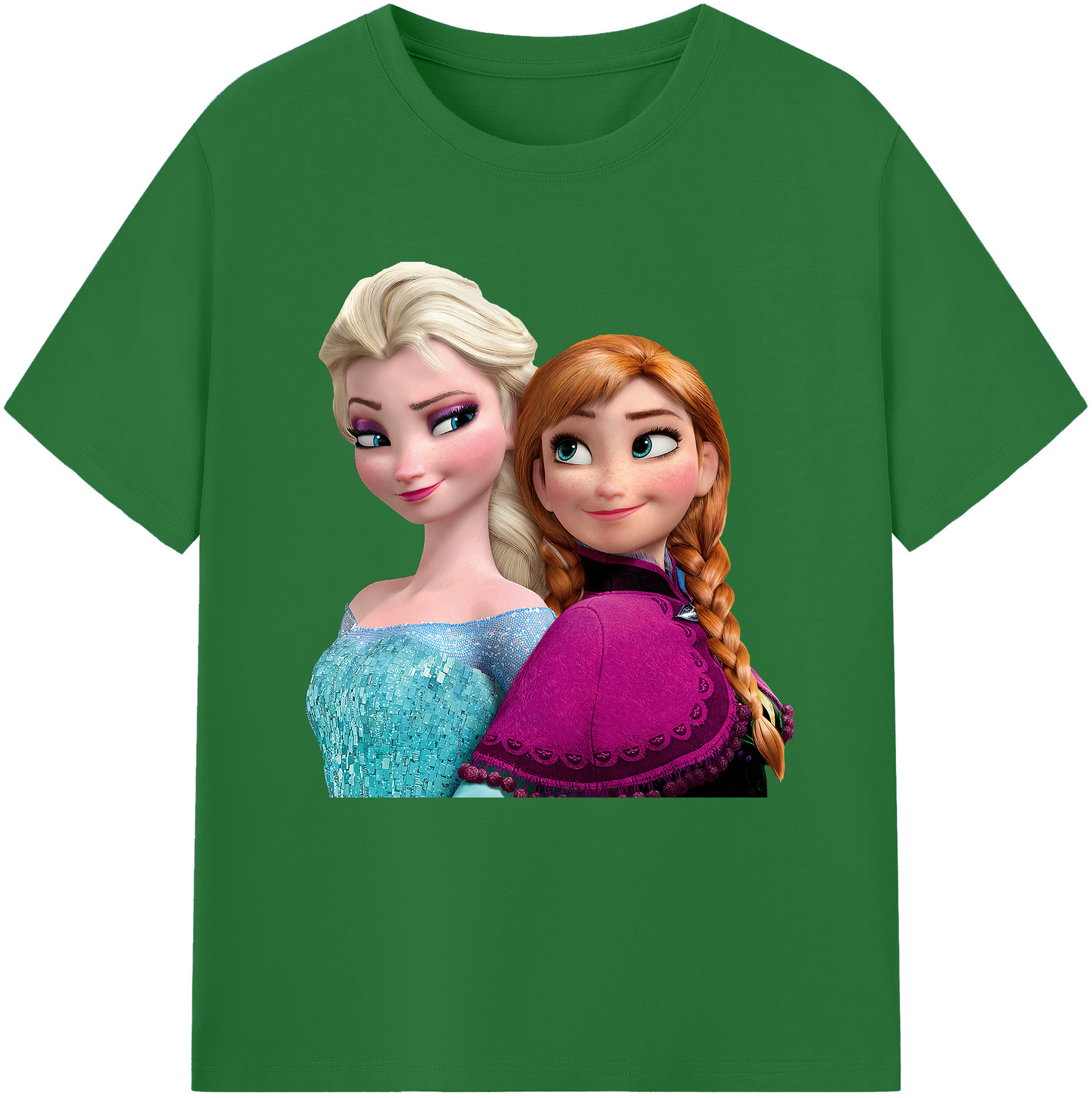 （画像用） アナと雪の女王 アンナ エルサ Frozen Anna Elsa 綿100％半袖Tシャツ（フロントプリント）