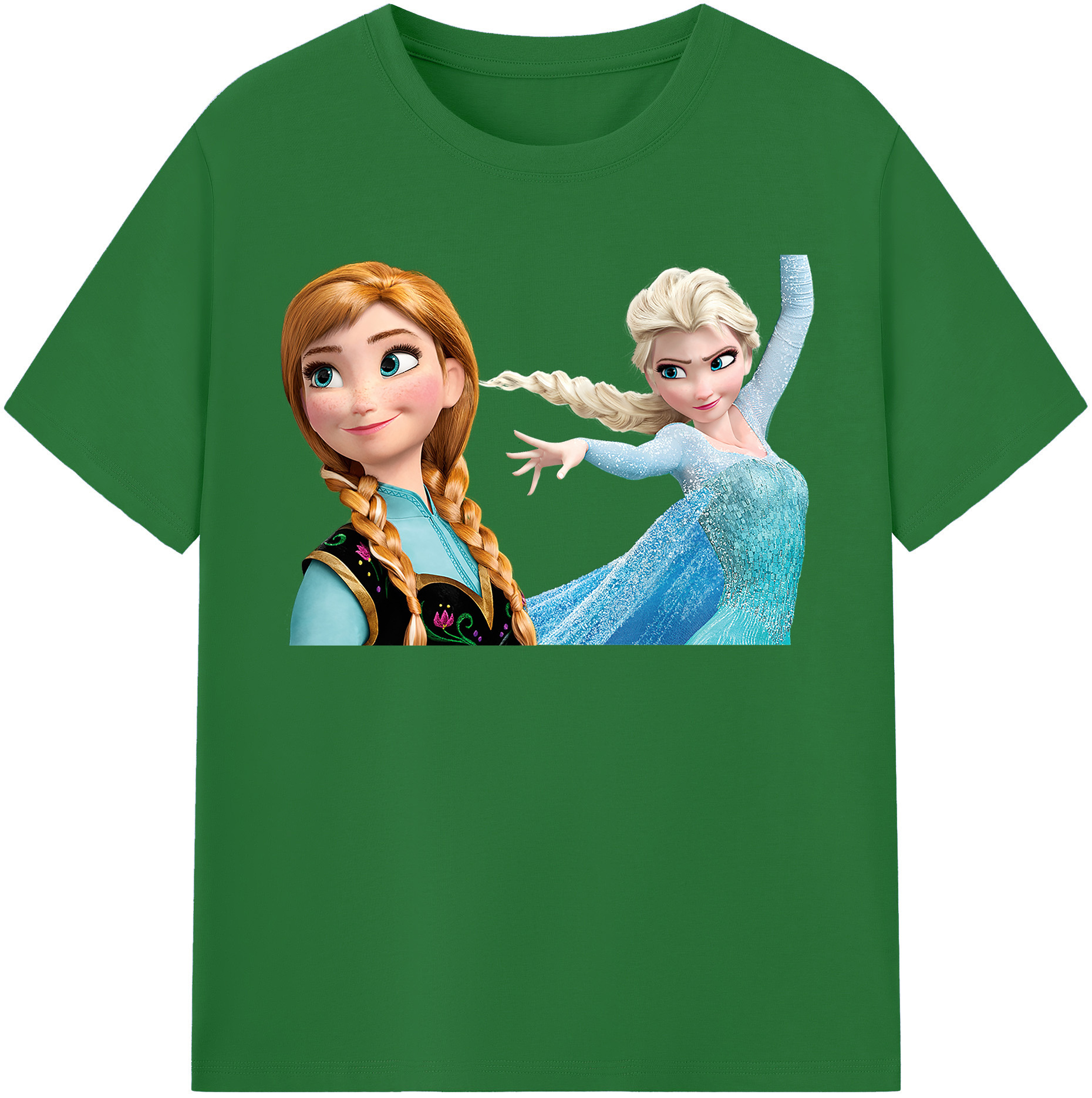 （画像用） アナと雪の女王 アンナ エルサ Frozen Anna Elsa 綿100％半袖Tシャツ（フロントプリント）