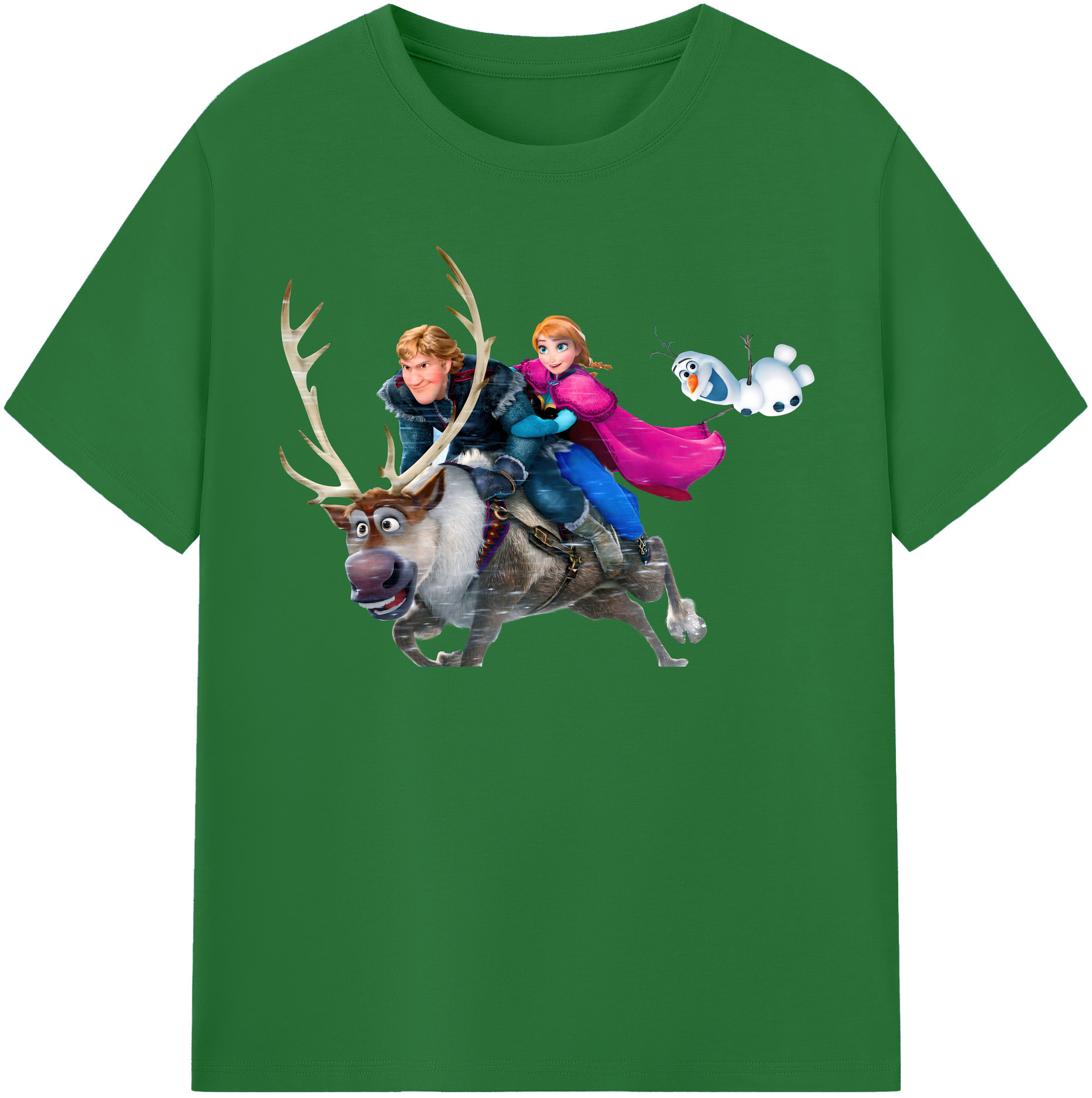 （画像用） アナと雪の女王 アンナ エルサ Frozen Anna Elsa 綿100％半袖Tシャツ（フロントプリント）