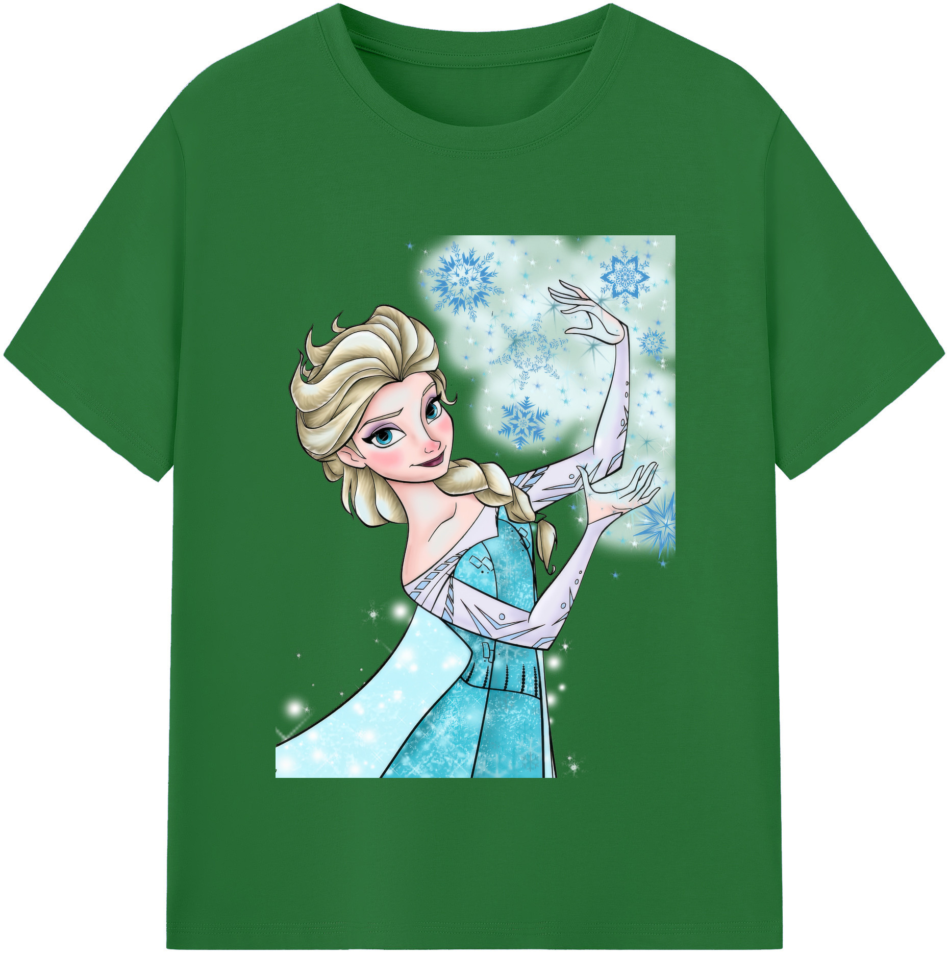 （画像用） アナと雪の女王 アンナ エルサ Frozen Anna Elsa 綿100％半袖Tシャツ（フロントプリント）
