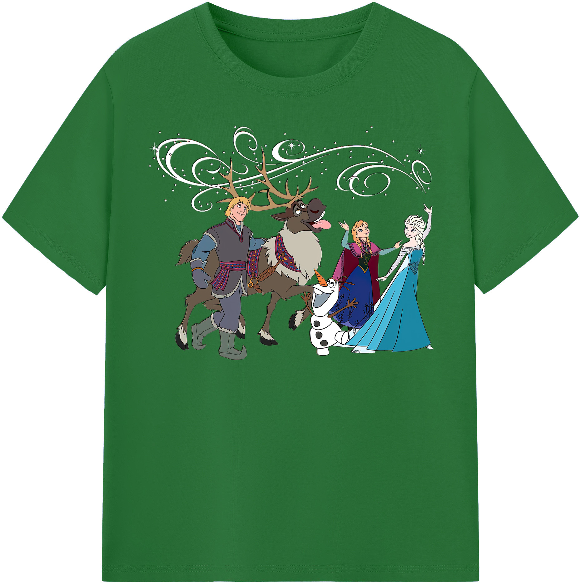 （画像用） アナと雪の女王 アンナ エルサ Frozen Anna Elsa 綿100％半袖Tシャツ（フロントプリント）