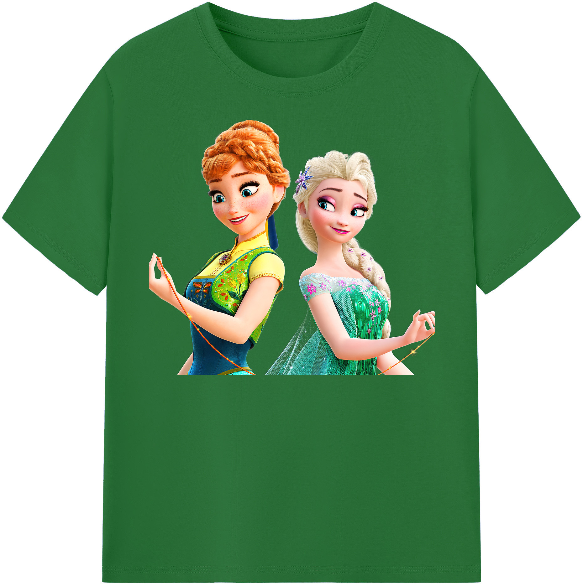 （画像用） アナと雪の女王 アンナ エルサ Frozen Anna Elsa 綿100％半袖Tシャツ（フロントプリント）
