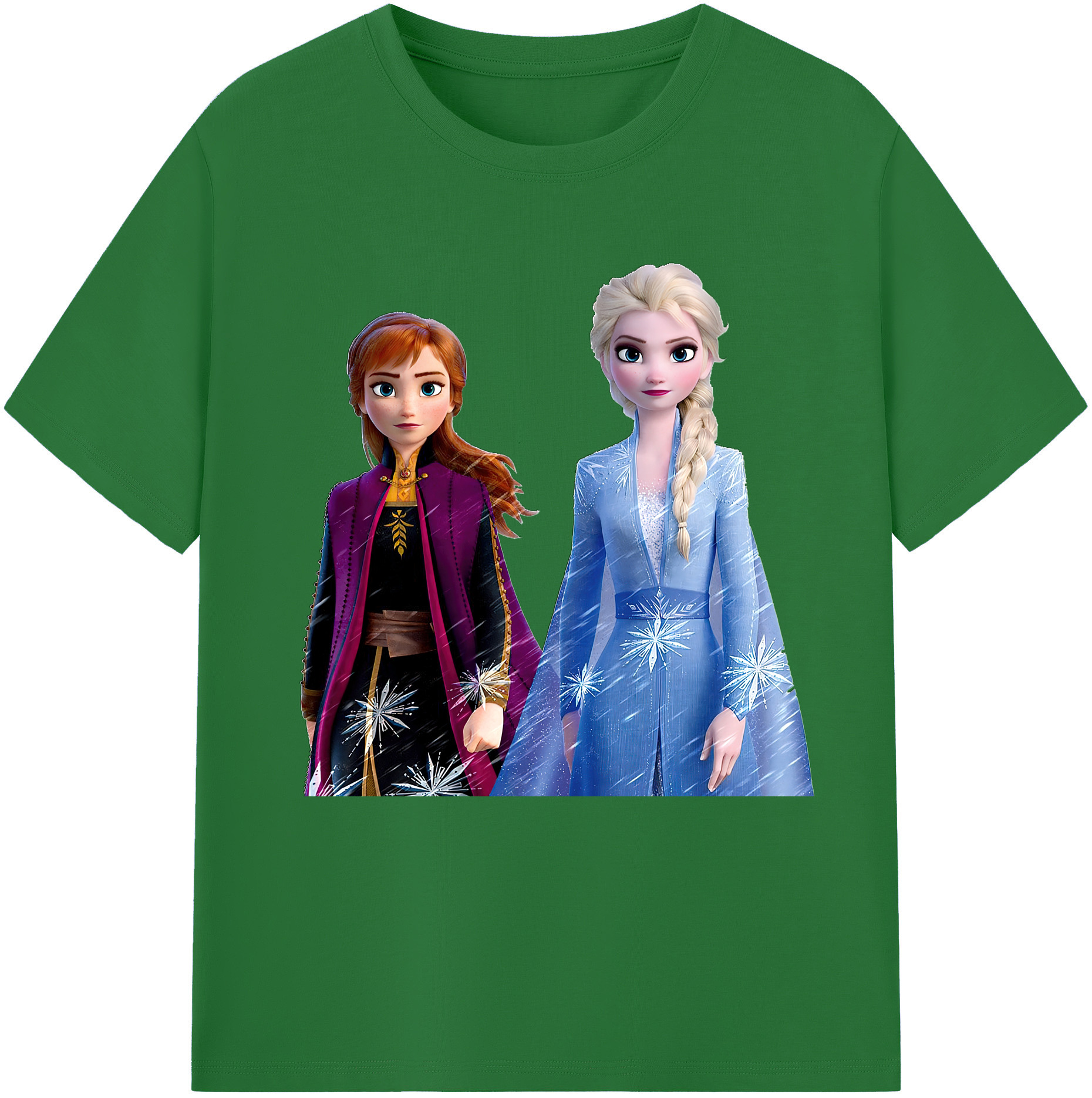 （画像用） アナと雪の女王 アンナ エルサ Frozen Anna Elsa 綿100％半袖Tシャツ（フロントプリント）