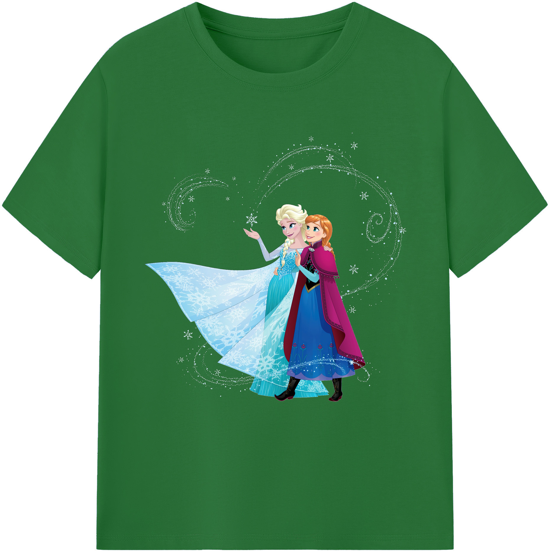 （画像用） アナと雪の女王 アンナ エルサ Frozen Anna Elsa 綿100％半袖Tシャツ（フロントプリント）