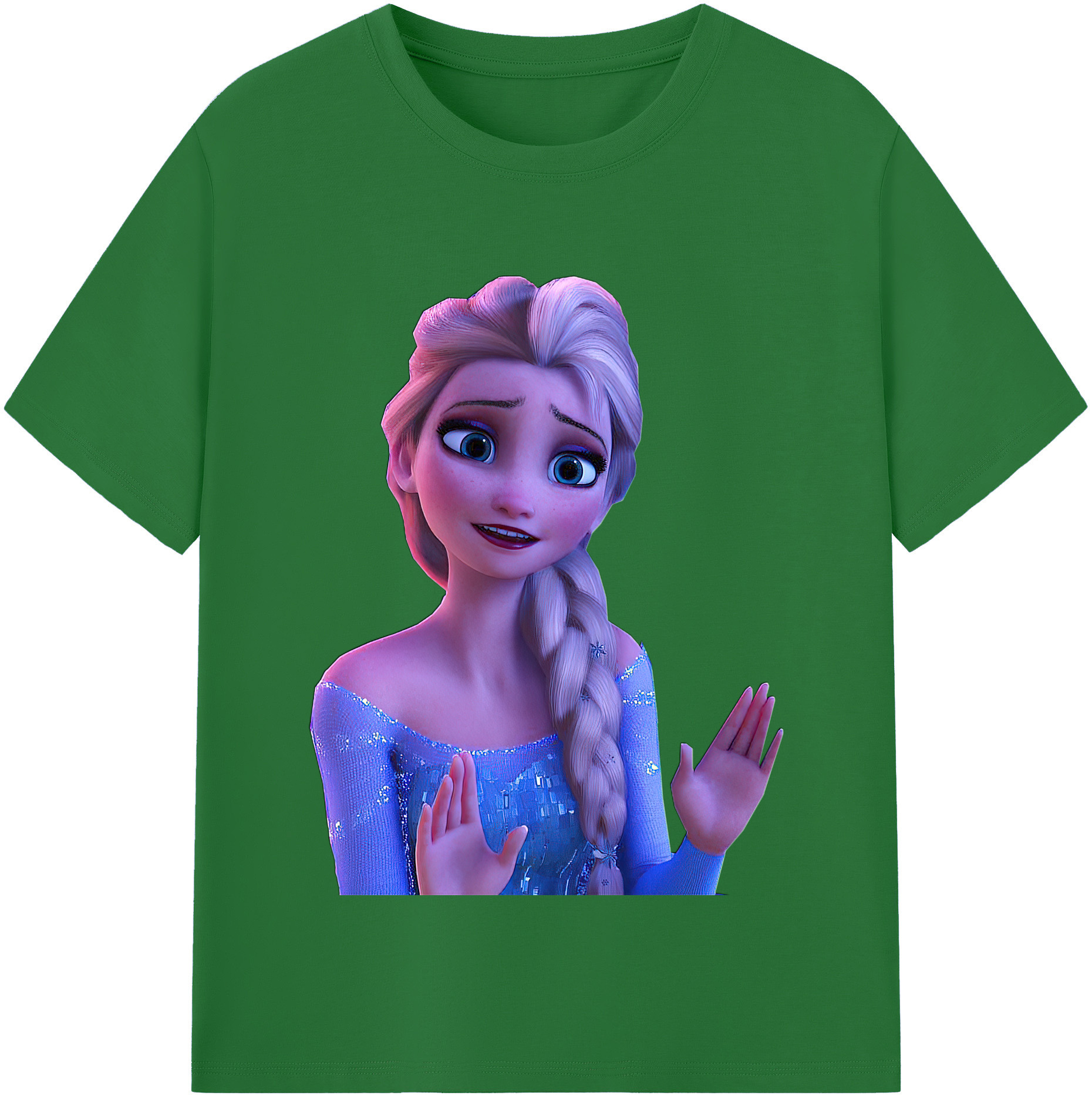 （画像用） アナと雪の女王 アンナ エルサ Frozen Anna Elsa 綿100％半袖Tシャツ（フロントプリント）