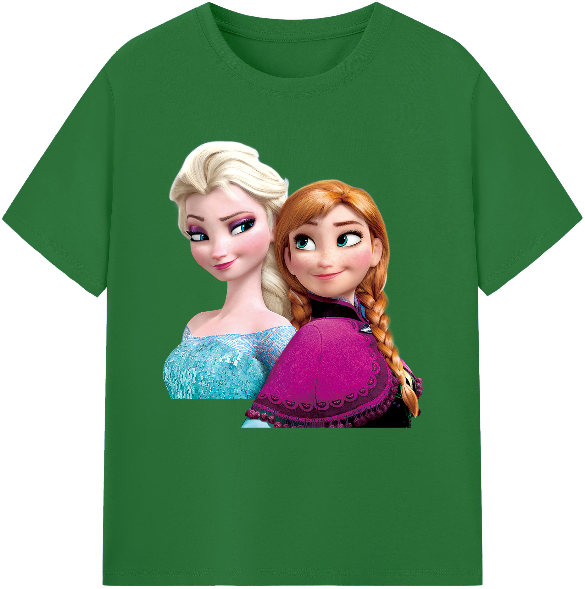 （画像用） アナと雪の女王 アンナ エルサ Frozen Anna Elsa 綿100％半袖Tシャツ（フロントプリント）