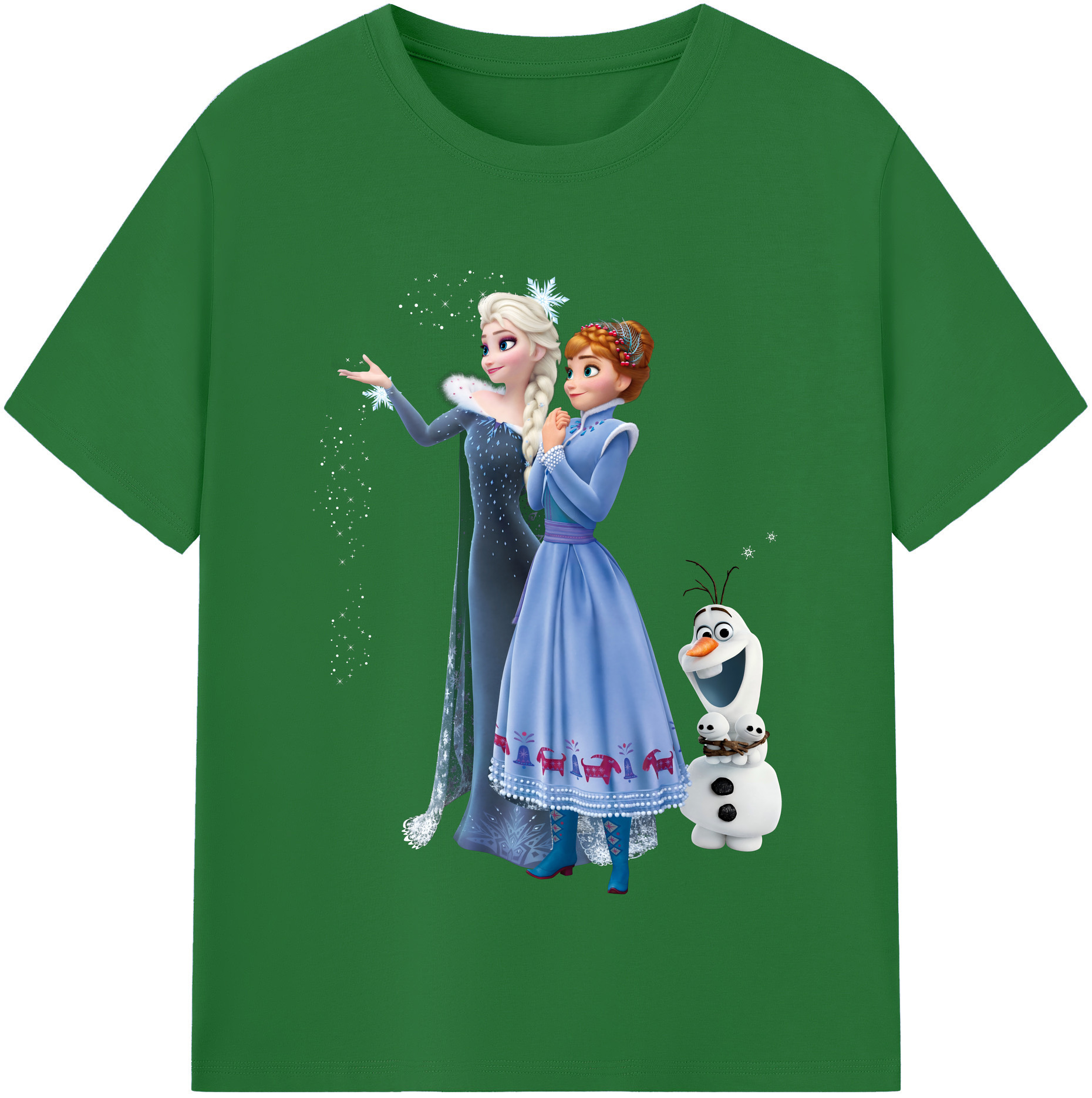 （画像用） アナと雪の女王 アンナ エルサ Frozen Anna Elsa 綿100％半袖Tシャツ（フロントプリント）