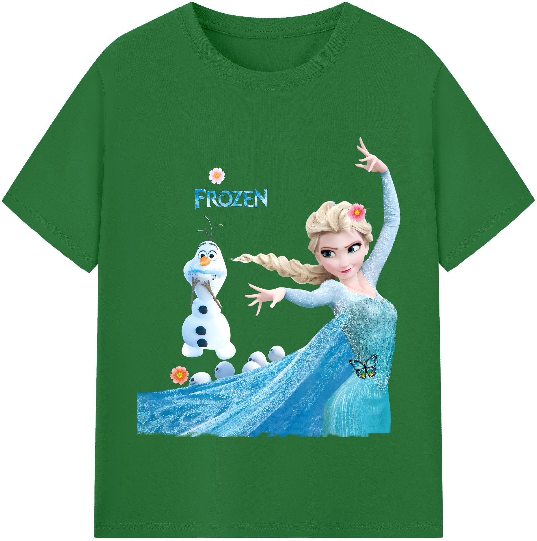 （画像用） アナと雪の女王 アンナ エルサ Frozen Anna Elsa 綿100％半袖Tシャツ（フロントプリント）