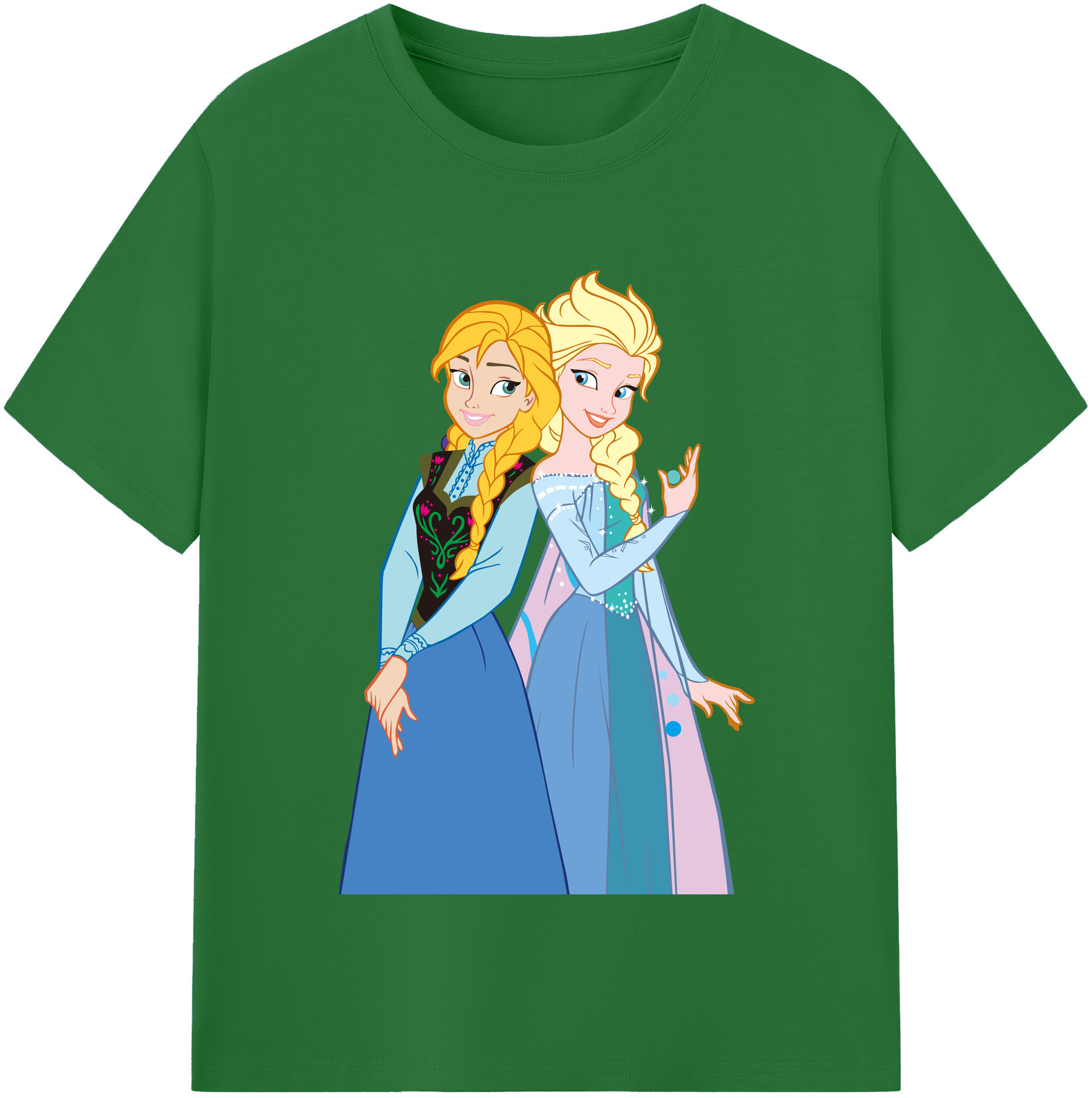 （画像用） アナと雪の女王 アンナ エルサ Frozen Anna Elsa 綿100％半袖Tシャツ（フロントプリント）