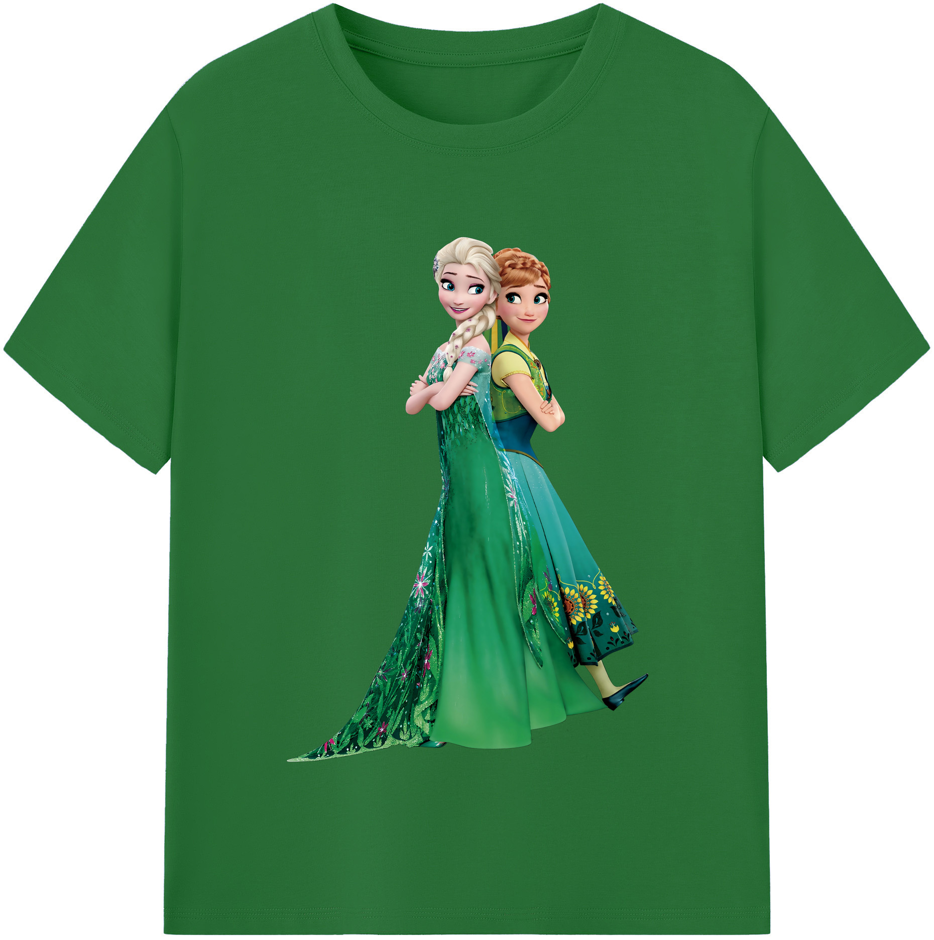 （画像用） アナと雪の女王 アンナ エルサ Frozen Anna Elsa 綿100％半袖Tシャツ（フロントプリント）