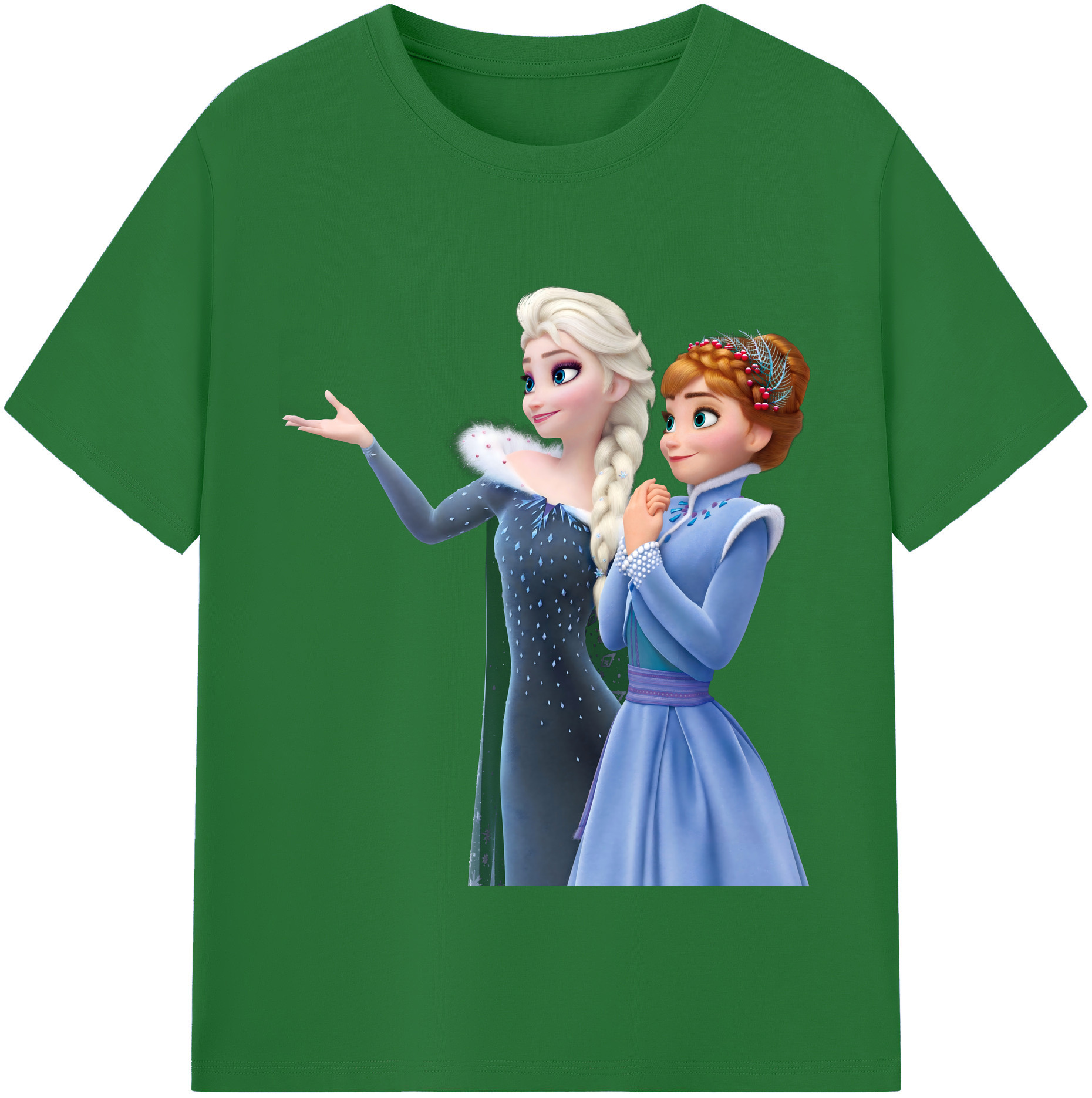 （画像用） アナと雪の女王 アンナ エルサ Frozen Anna Elsa 綿100％半袖Tシャツ（フロントプリント）