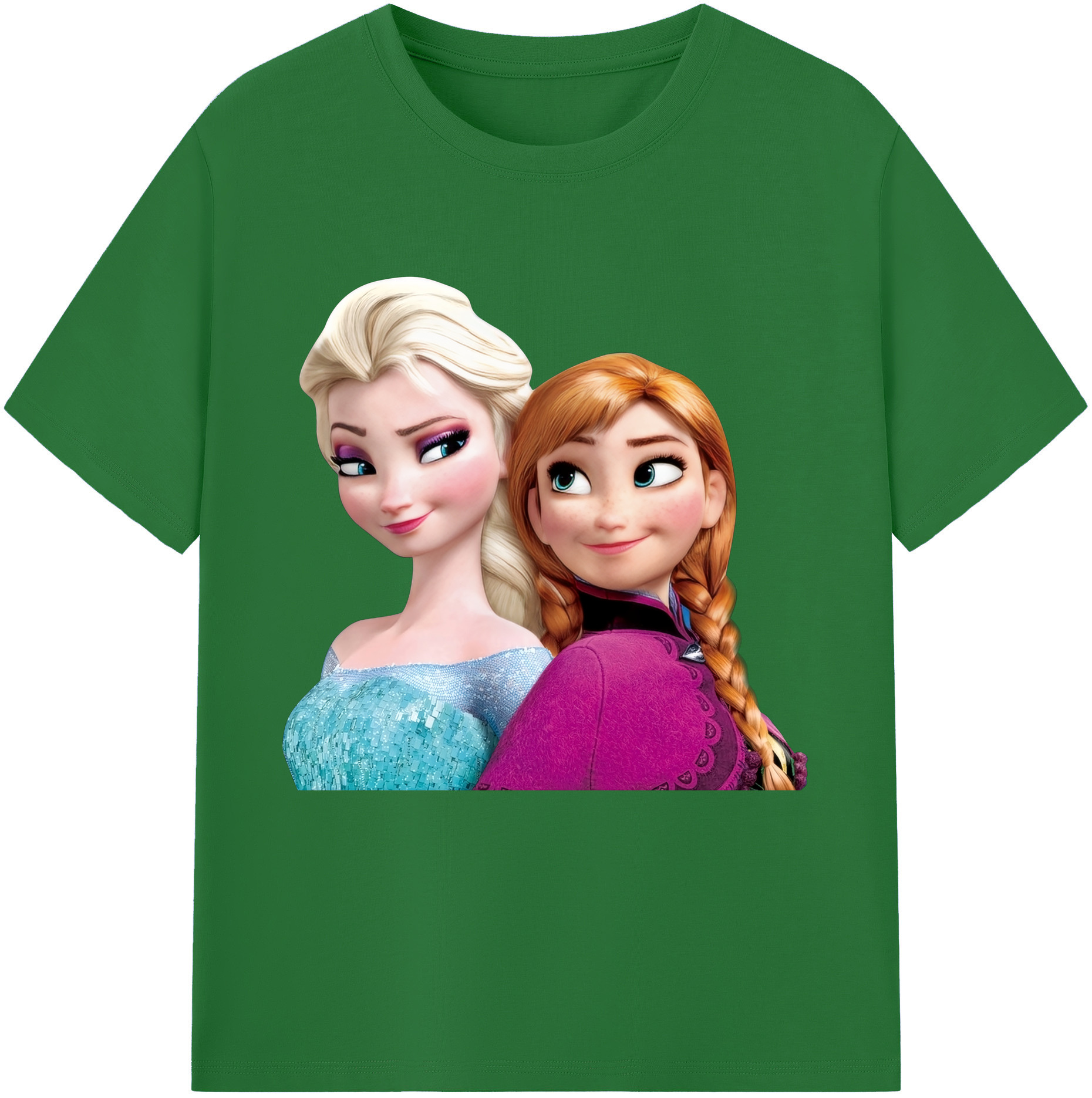 （画像用） アナと雪の女王 アンナ エルサ Frozen Anna Elsa 綿100％半袖Tシャツ（フロントプリント）