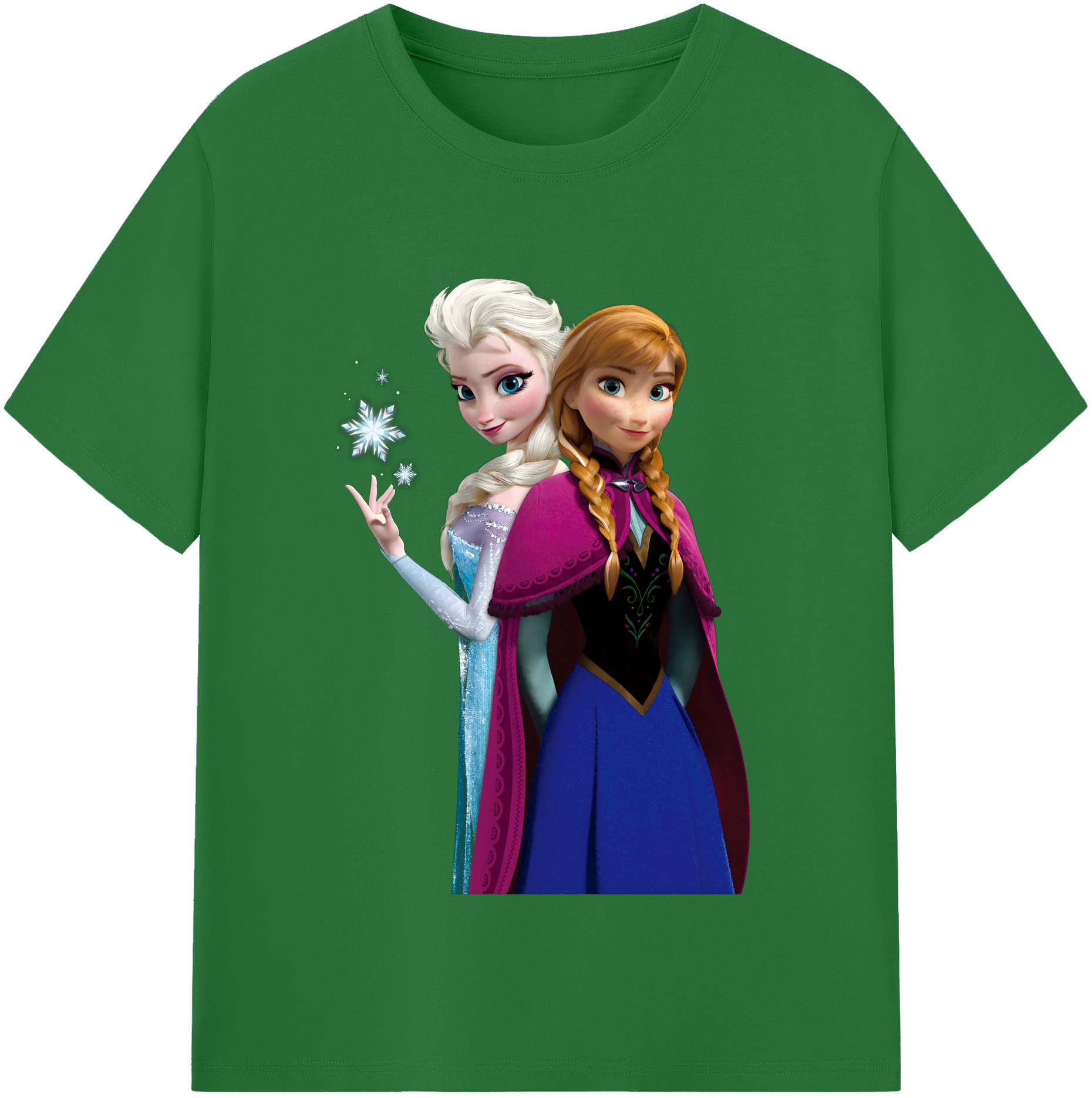 （画像用） アナと雪の女王 アンナ エルサ Frozen Anna Elsa 綿100％半袖Tシャツ（フロントプリント）