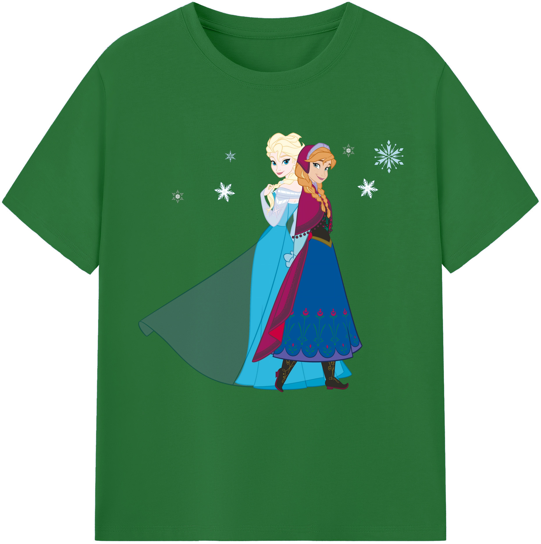 （画像用） アナと雪の女王 アンナ エルサ Frozen Anna Elsa 綿100％半袖Tシャツ（フロントプリント）