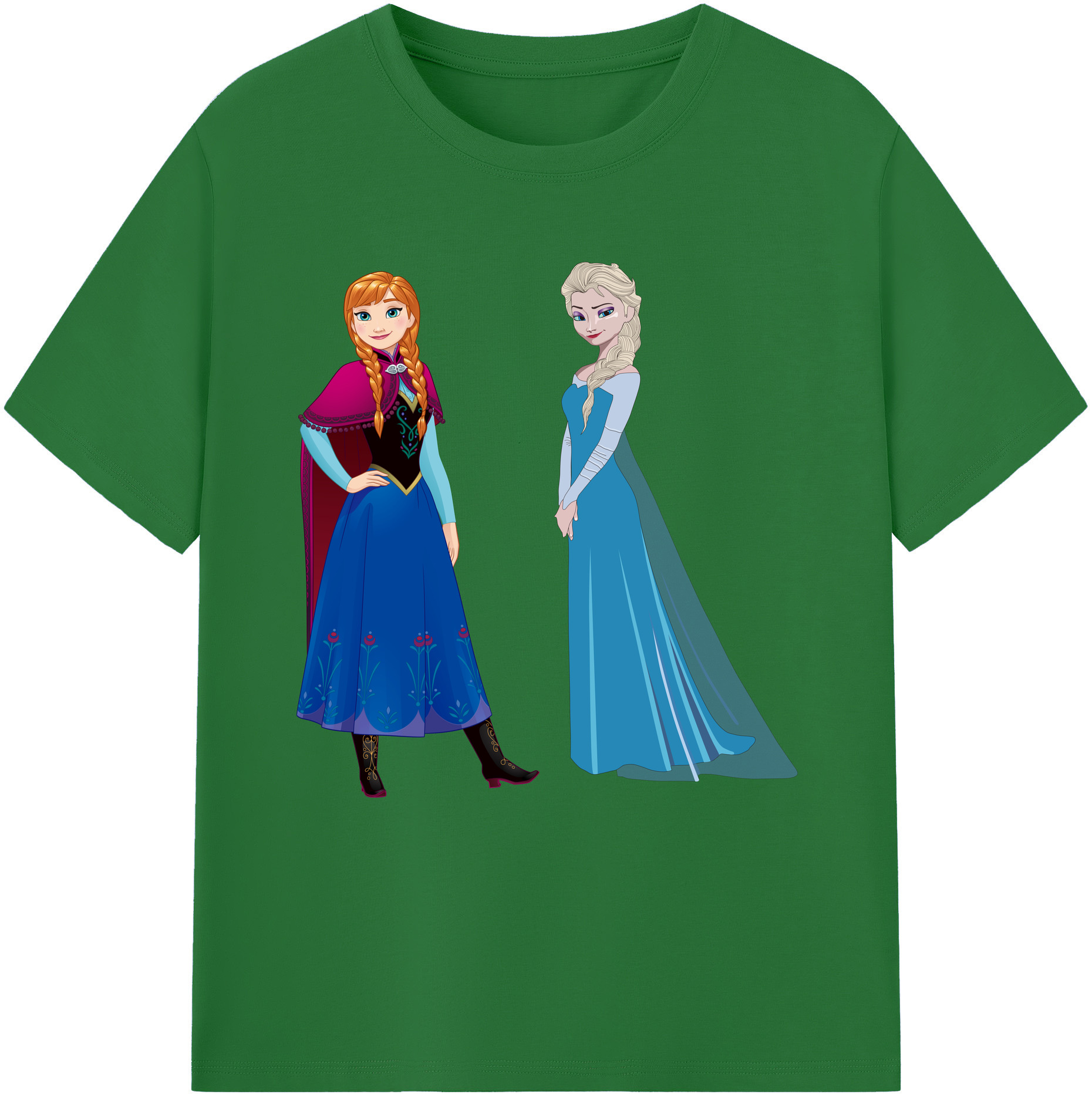 （画像用） アナと雪の女王 アンナ エルサ Frozen Anna Elsa 綿100％半袖Tシャツ（フロントプリント）
