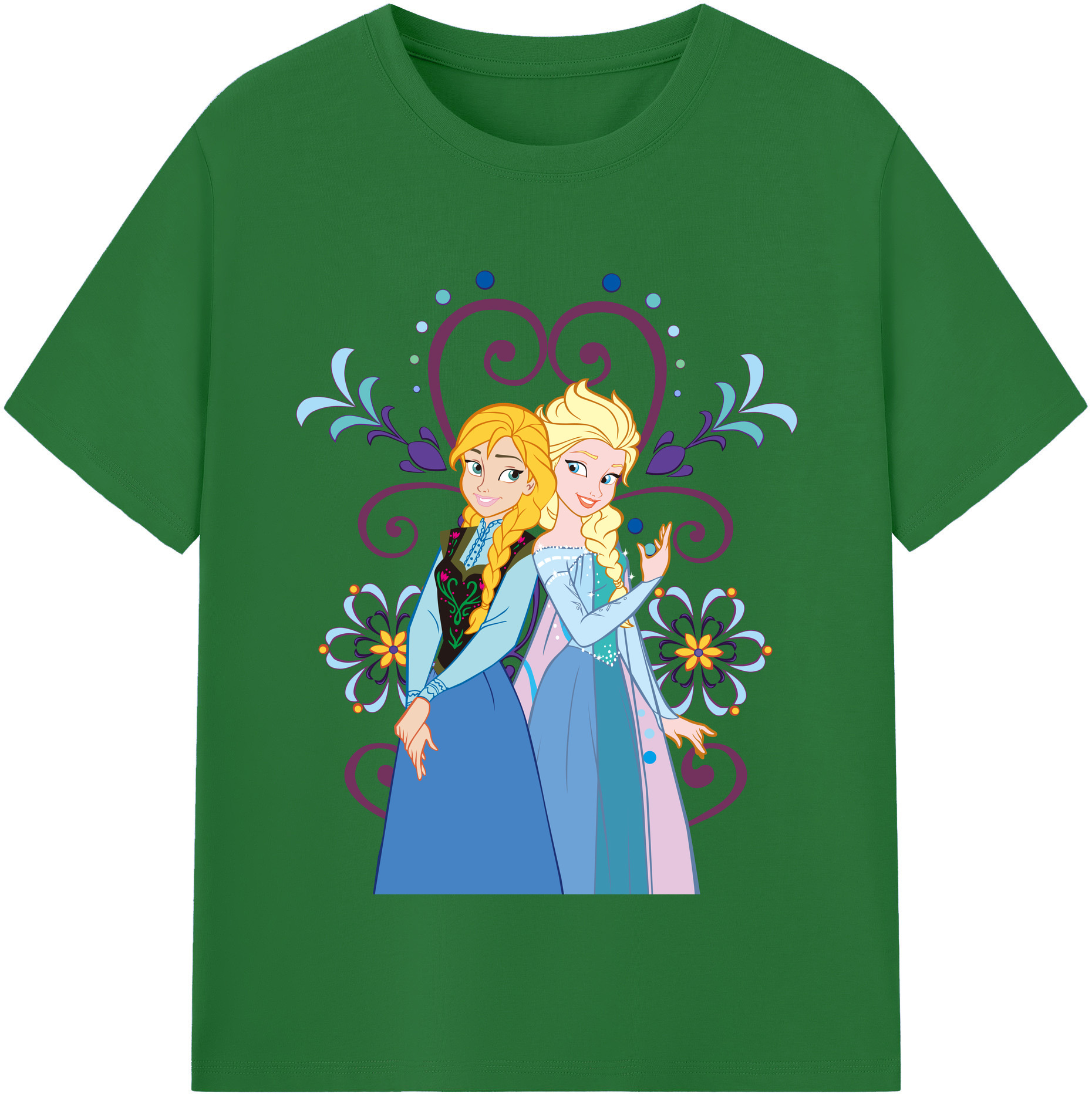 （画像用） アナと雪の女王 アンナ エルサ Frozen Anna Elsa 綿100％半袖Tシャツ（フロントプリント）