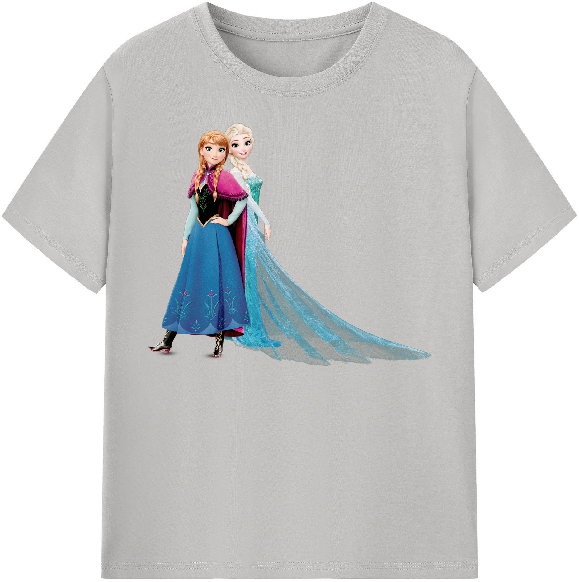 （画像用） アナと雪の女王 アンナ エルサ Frozen Anna Elsa 綿100％半袖Tシャツ（フロントプリント）