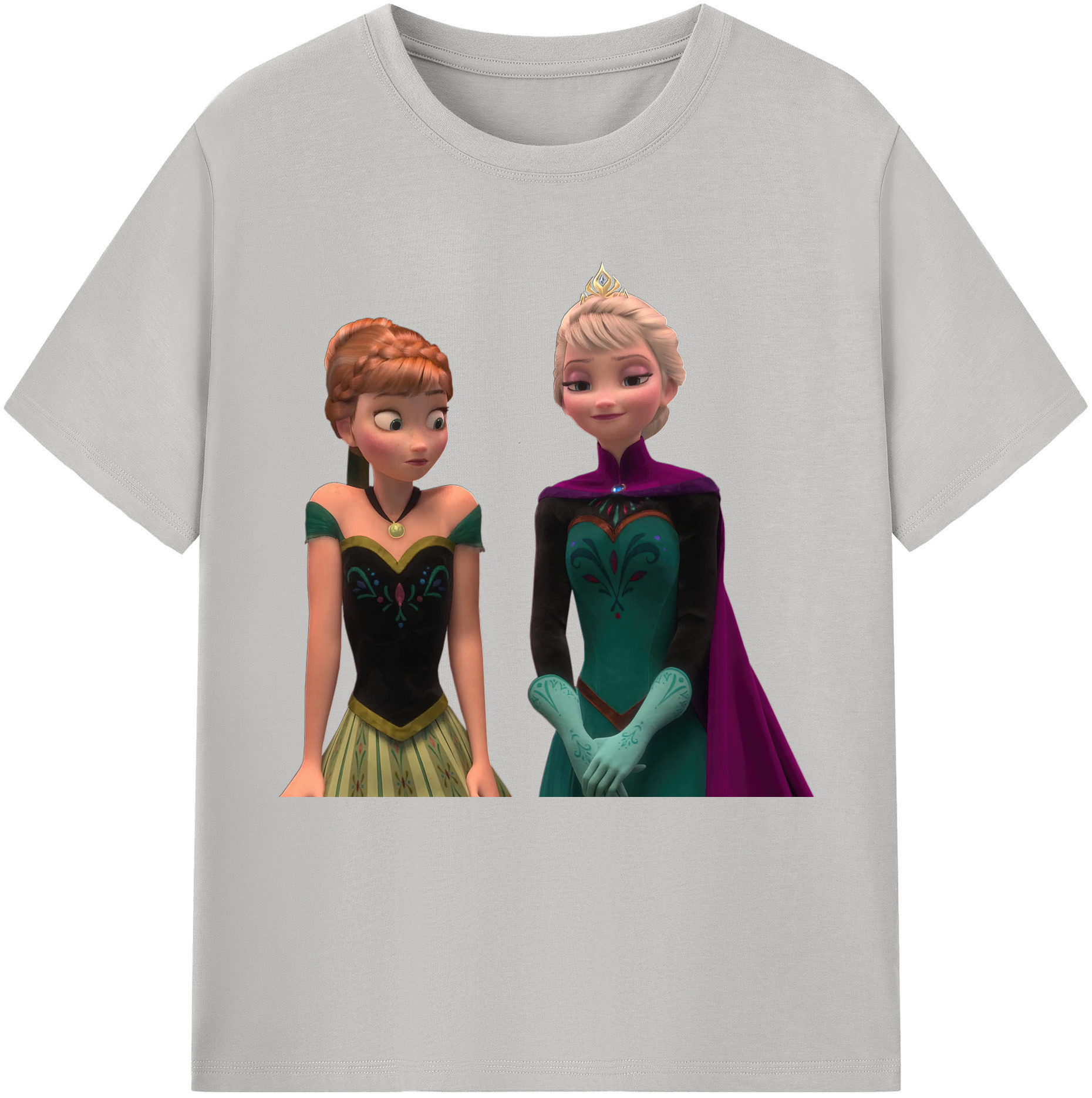 （画像用） アナと雪の女王 アンナ エルサ Frozen Anna Elsa 綿100％半袖Tシャツ（フロントプリント）