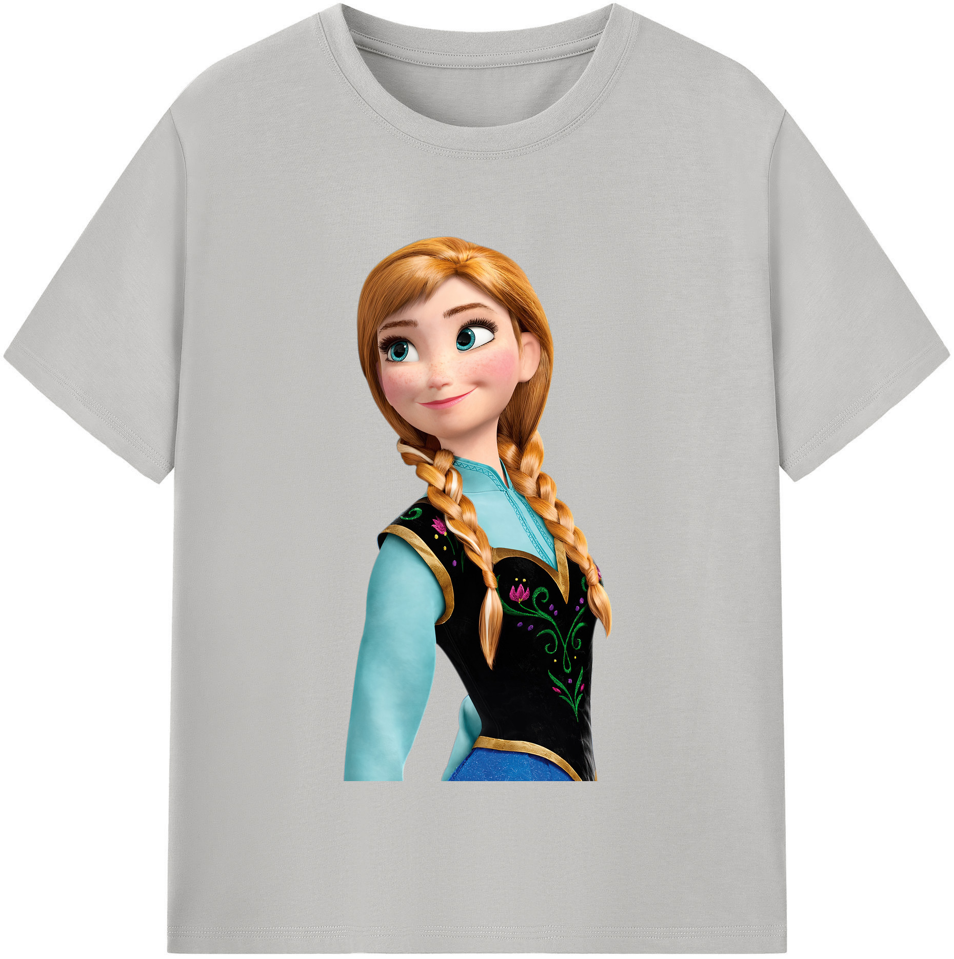 （画像用） アナと雪の女王 アンナ エルサ Frozen Anna Elsa 綿100％半袖Tシャツ（フロントプリント）