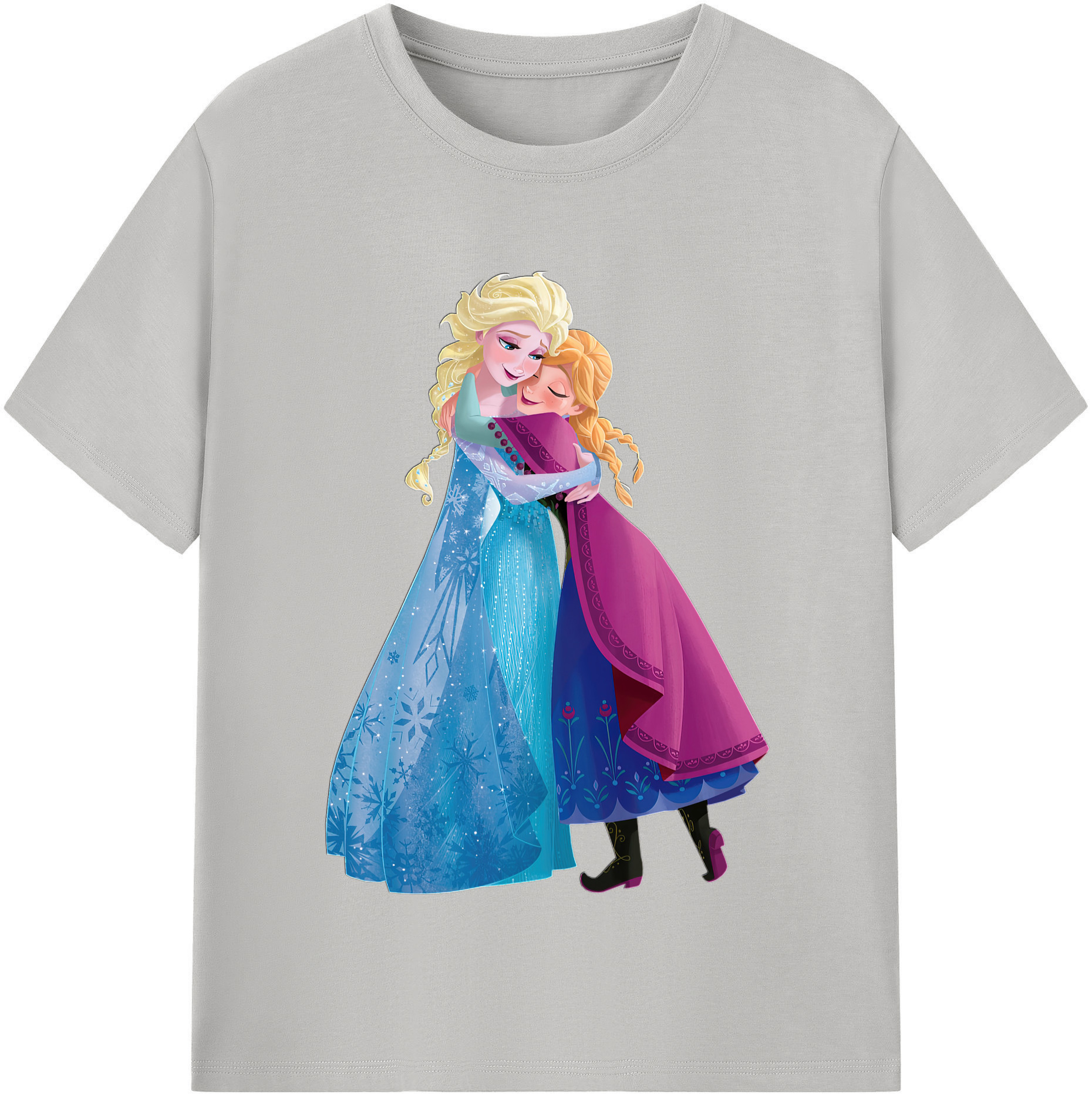 （画像用） アナと雪の女王 アンナ エルサ Frozen Anna Elsa 綿100％半袖Tシャツ（フロントプリント）