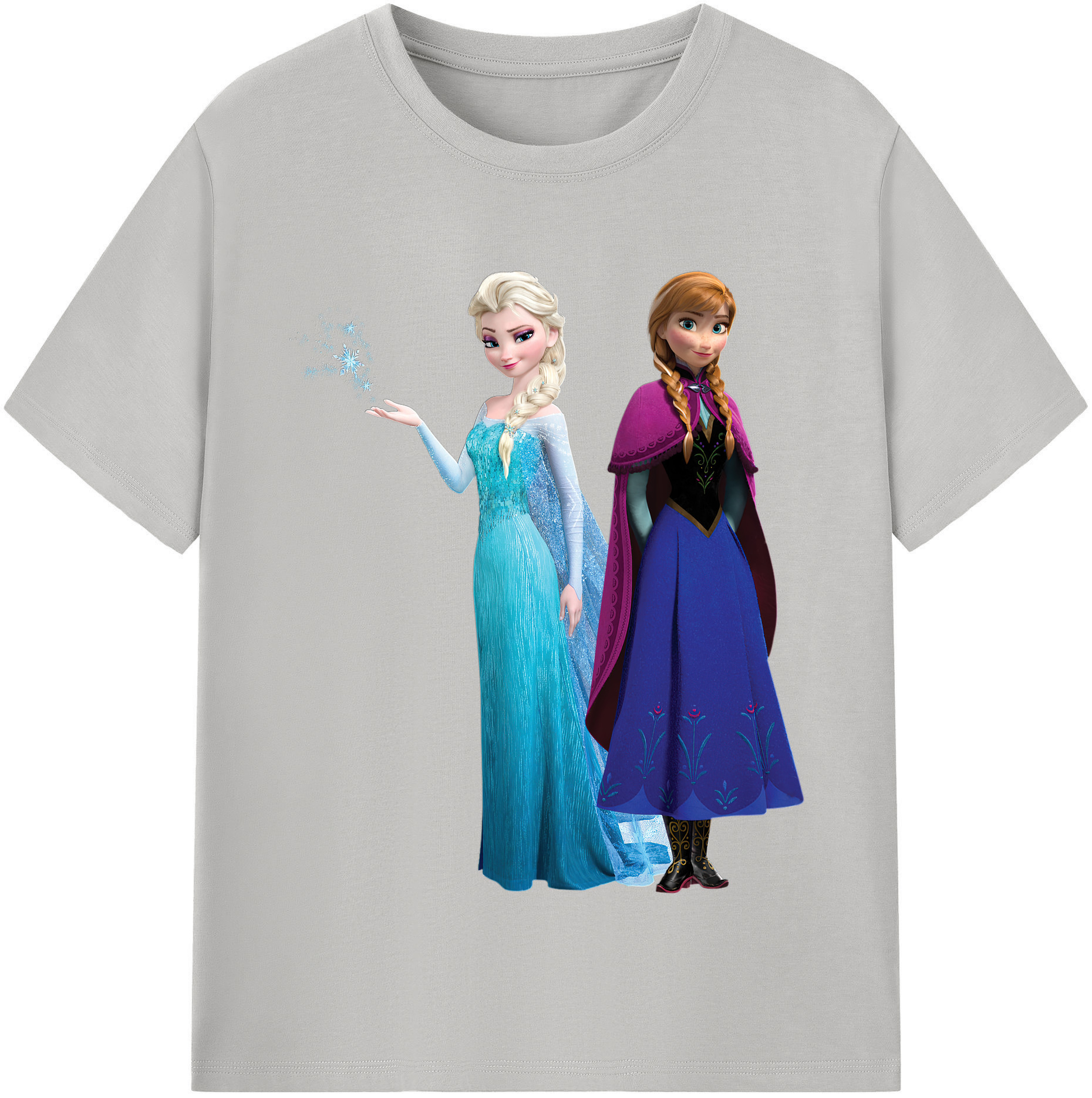 （画像用） アナと雪の女王 アンナ エルサ Frozen Anna Elsa 綿100％半袖Tシャツ（フロントプリント）