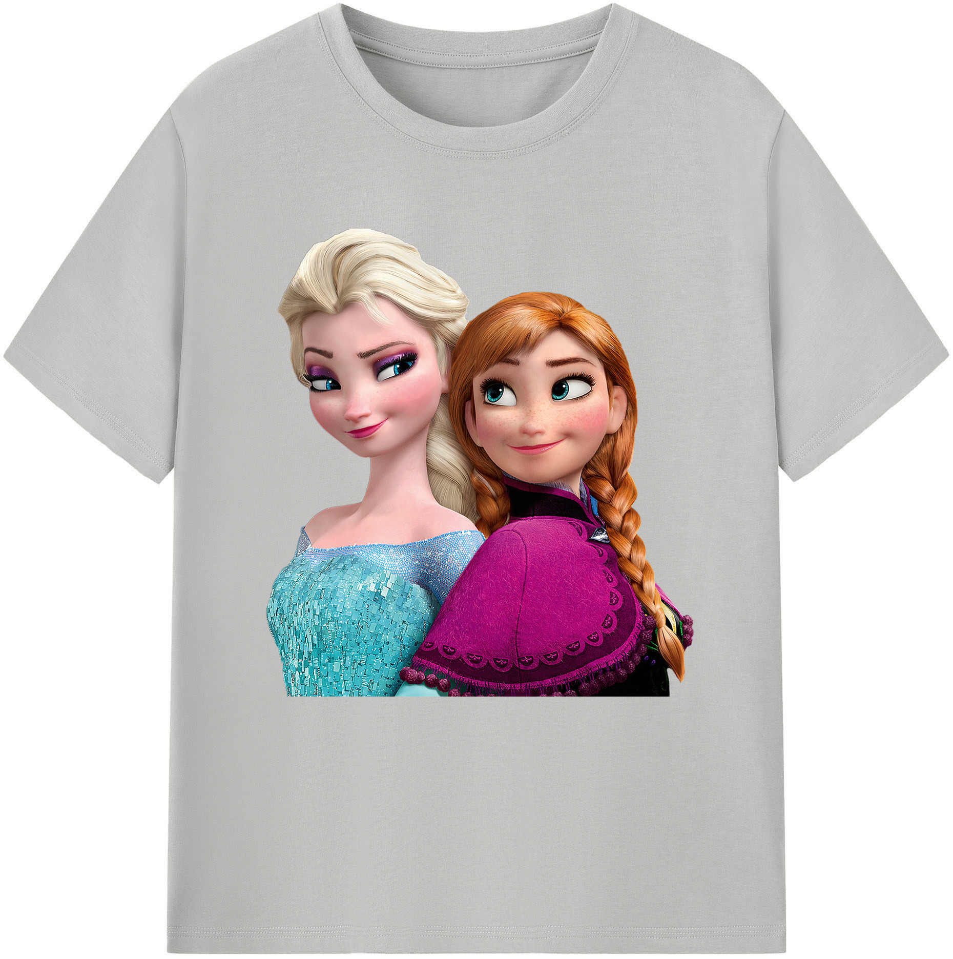 （画像用） アナと雪の女王 アンナ エルサ Frozen Anna Elsa 綿100％半袖Tシャツ（フロントプリント）