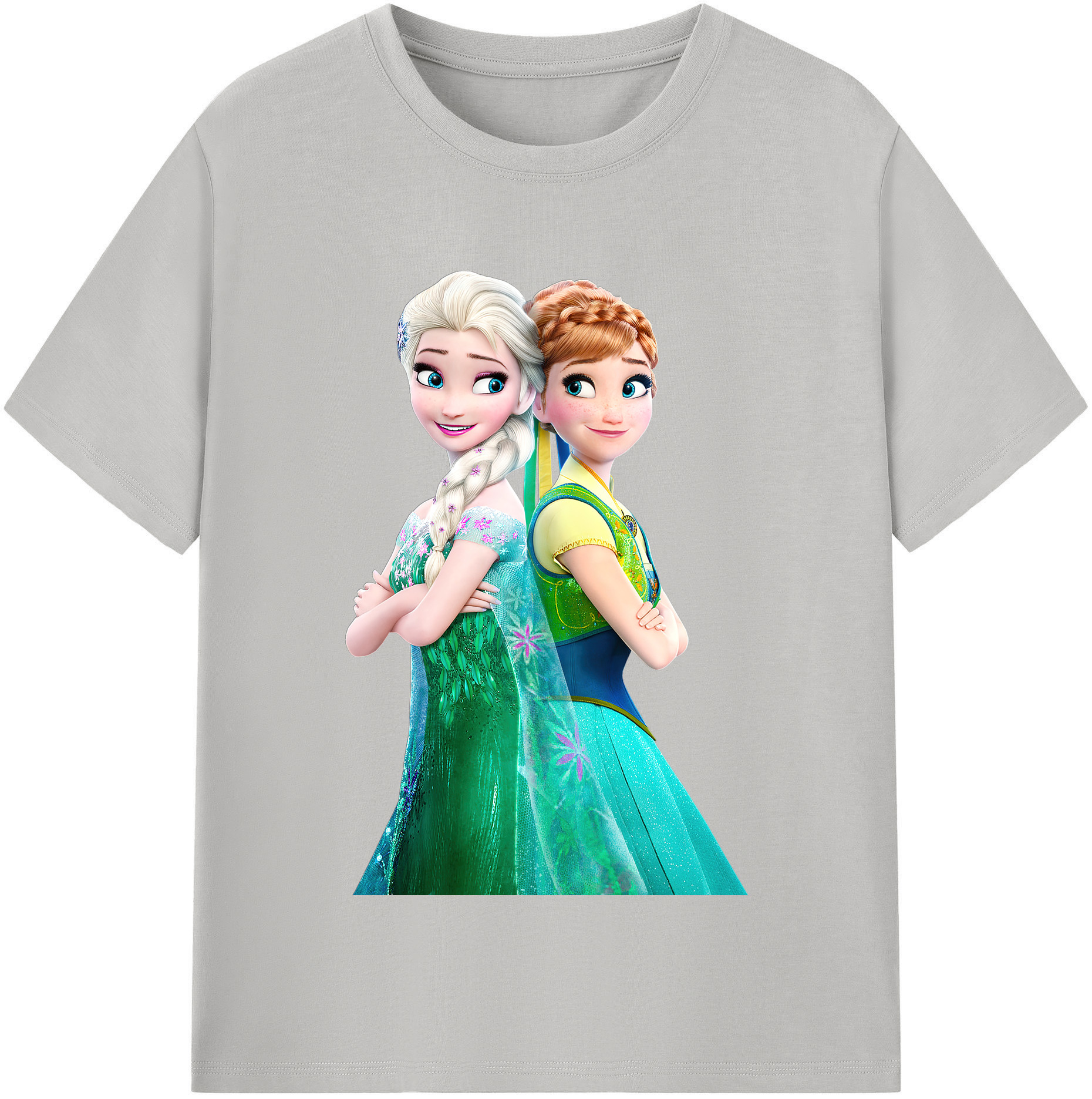 （画像用） アナと雪の女王 アンナ エルサ Frozen Anna Elsa 綿100％半袖Tシャツ（フロントプリント）