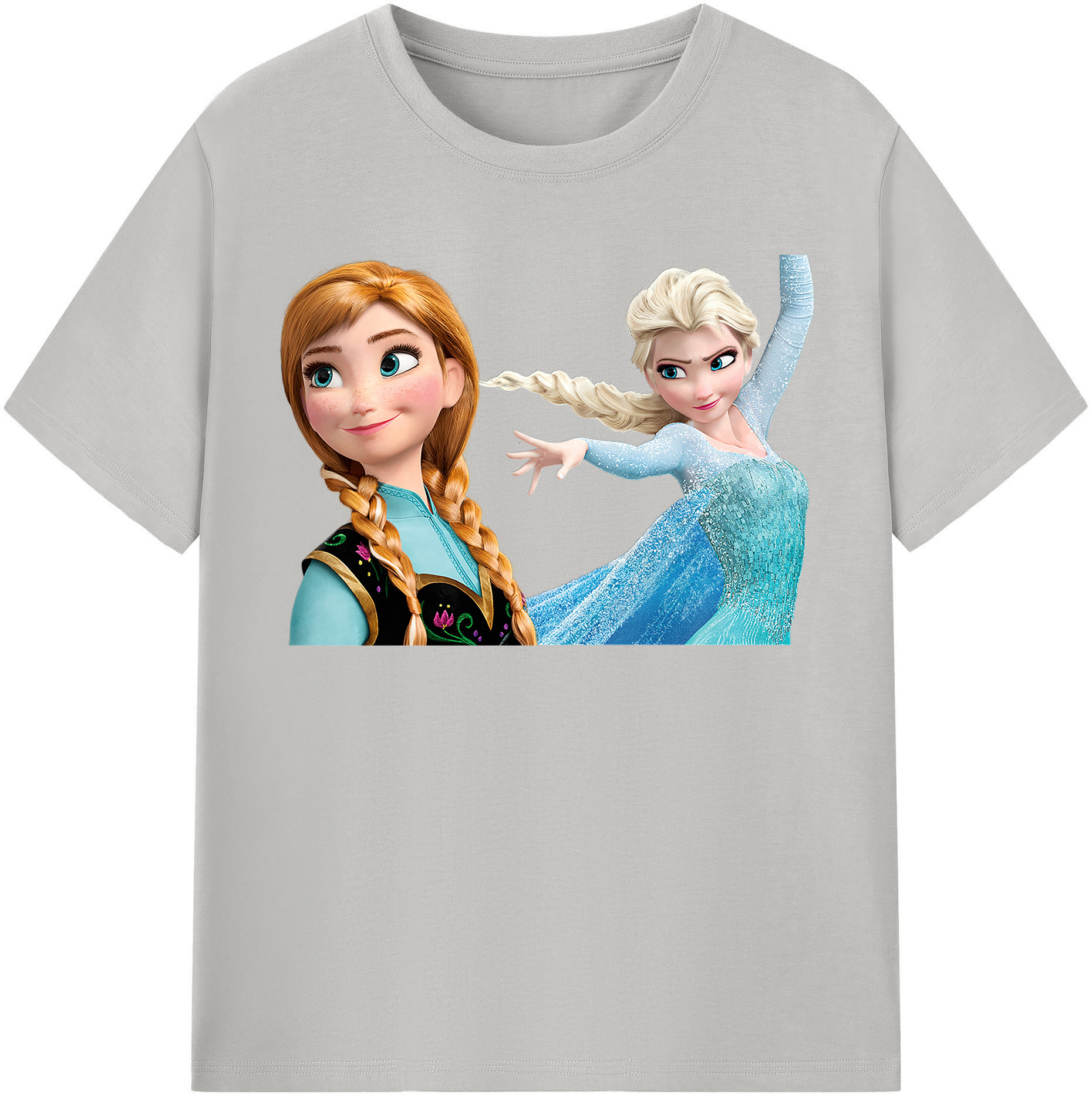 （画像用） アナと雪の女王 アンナ エルサ Frozen Anna Elsa 綿100％半袖Tシャツ（フロントプリント）