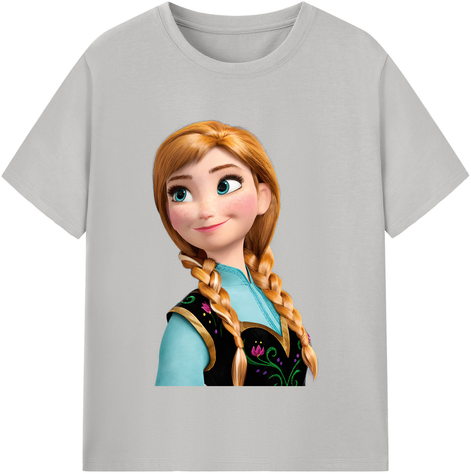 （画像用） アナと雪の女王 アンナ エルサ Frozen Anna Elsa 綿100％半袖Tシャツ（フロントプリント）