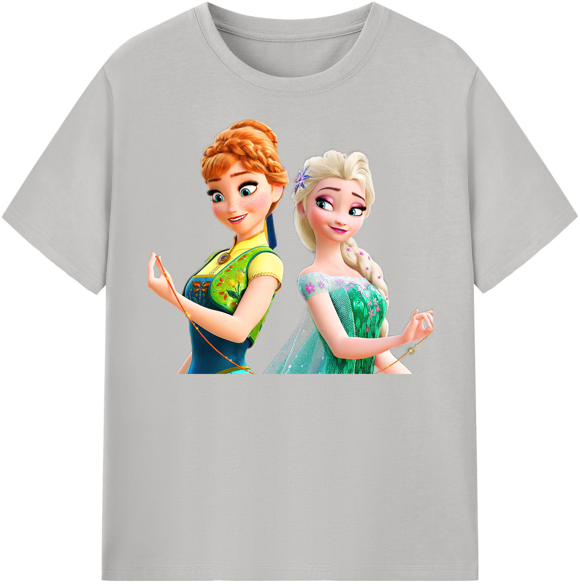 （画像用） アナと雪の女王 アンナ エルサ Frozen Anna Elsa 綿100％半袖Tシャツ（フロントプリント）