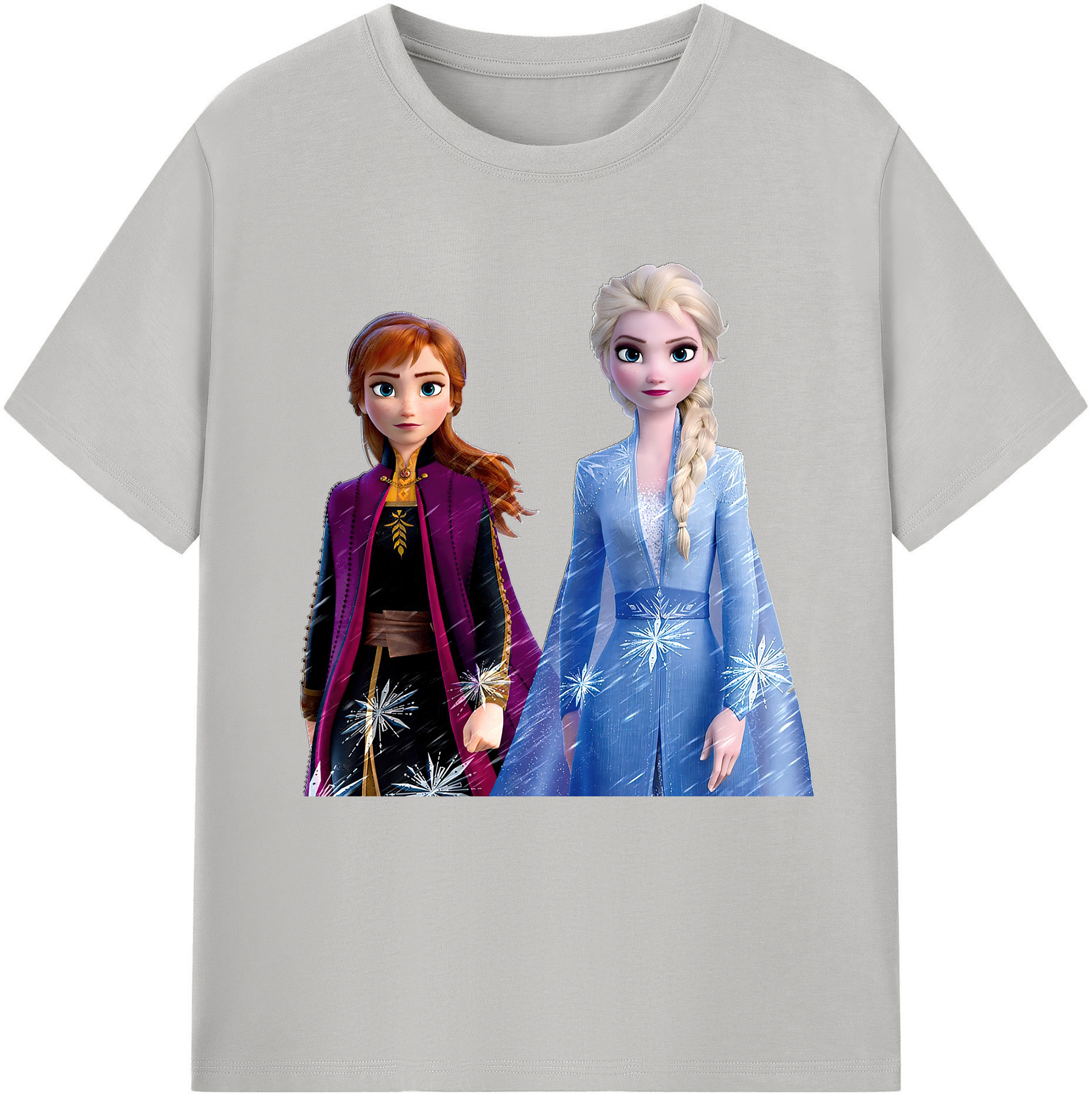 （画像用） アナと雪の女王 アンナ エルサ Frozen Anna Elsa 綿100％半袖Tシャツ（フロントプリント）
