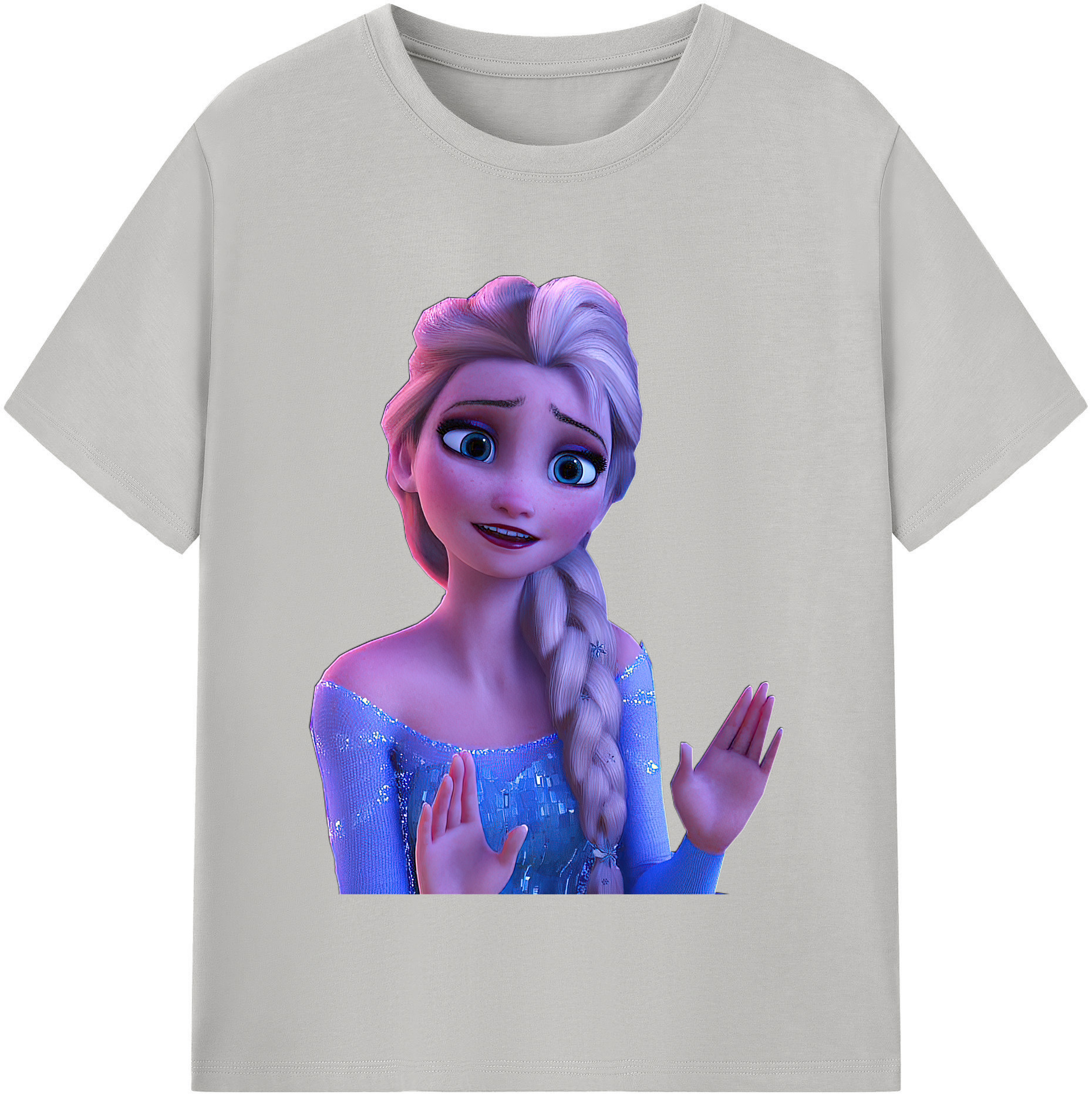 （画像用） アナと雪の女王 アンナ エルサ Frozen Anna Elsa 綿100％半袖Tシャツ（フロントプリント）