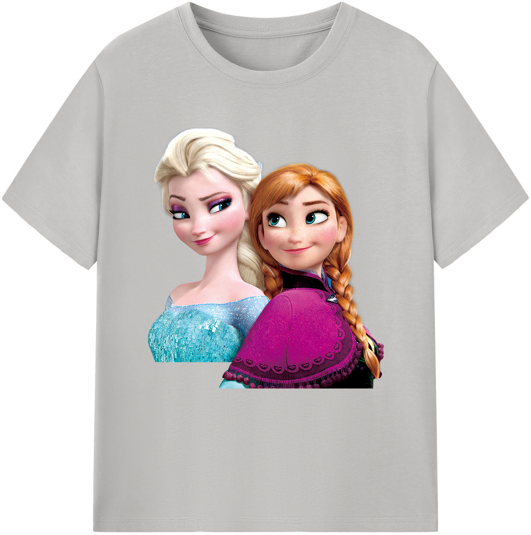 （画像用） アナと雪の女王 アンナ エルサ Frozen Anna Elsa 綿100％半袖Tシャツ（フロントプリント）