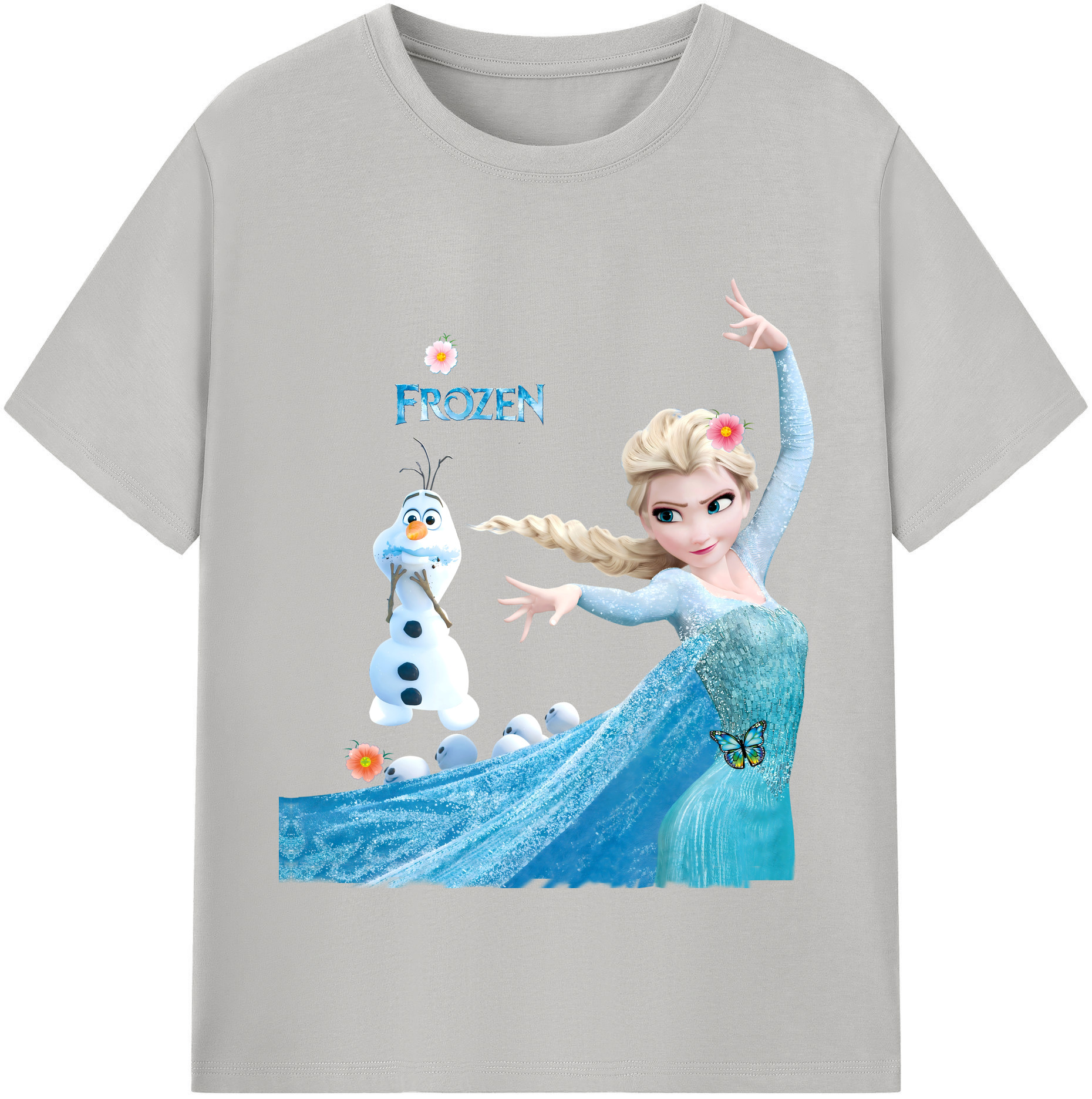 （画像用） アナと雪の女王 アンナ エルサ Frozen Anna Elsa 綿100％半袖Tシャツ（フロントプリント）