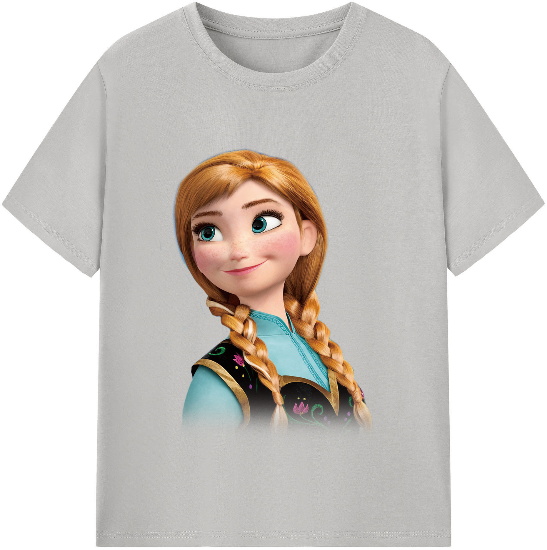 （画像用） アナと雪の女王 アンナ エルサ Frozen Anna Elsa 綿100％半袖Tシャツ（フロントプリント）