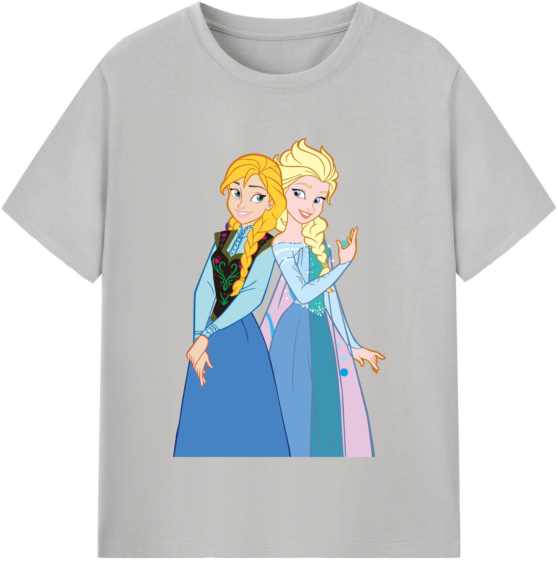 （画像用） アナと雪の女王 アンナ エルサ Frozen Anna Elsa 綿100％半袖Tシャツ（フロントプリント）