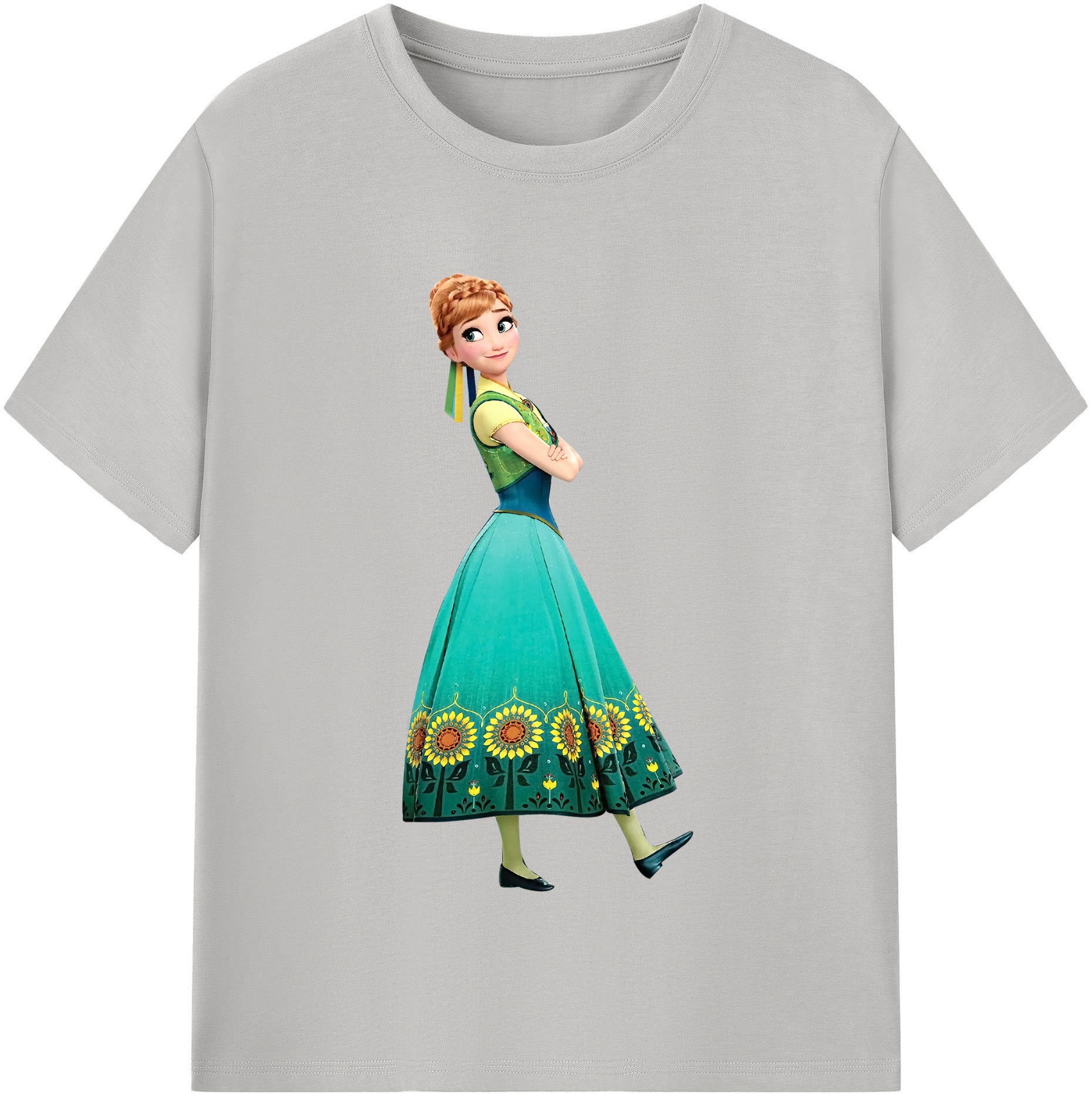 （画像用） アナと雪の女王 アンナ エルサ Frozen Anna Elsa 綿100％半袖Tシャツ（フロントプリント）