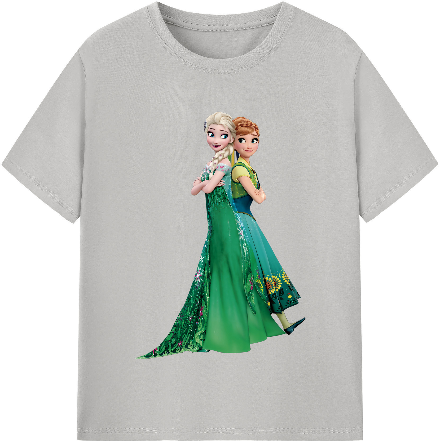 （画像用） アナと雪の女王 アンナ エルサ Frozen Anna Elsa 綿100％半袖Tシャツ（フロントプリント）