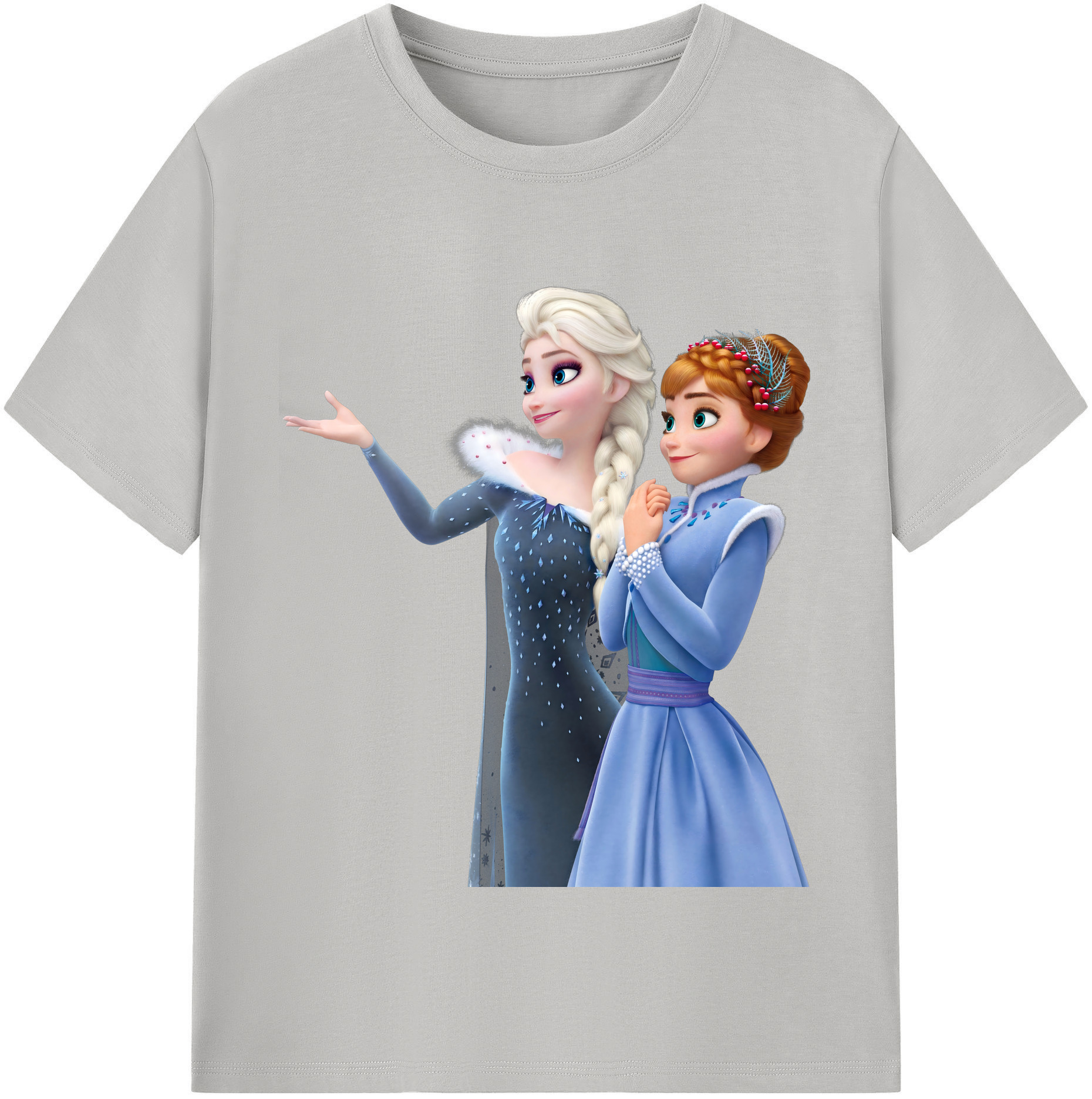 （画像用） アナと雪の女王 アンナ エルサ Frozen Anna Elsa 綿100％半袖Tシャツ（フロントプリント）