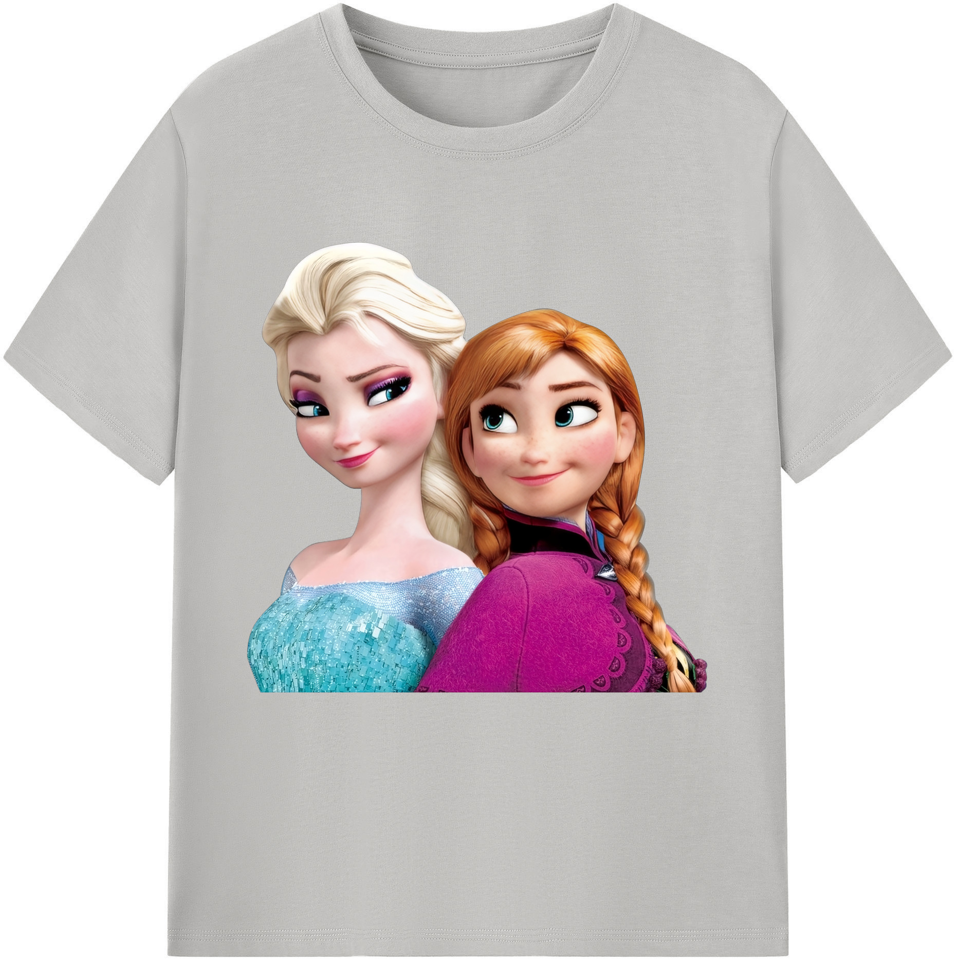 （画像用） アナと雪の女王 アンナ エルサ Frozen Anna Elsa 綿100％半袖Tシャツ（フロントプリント）