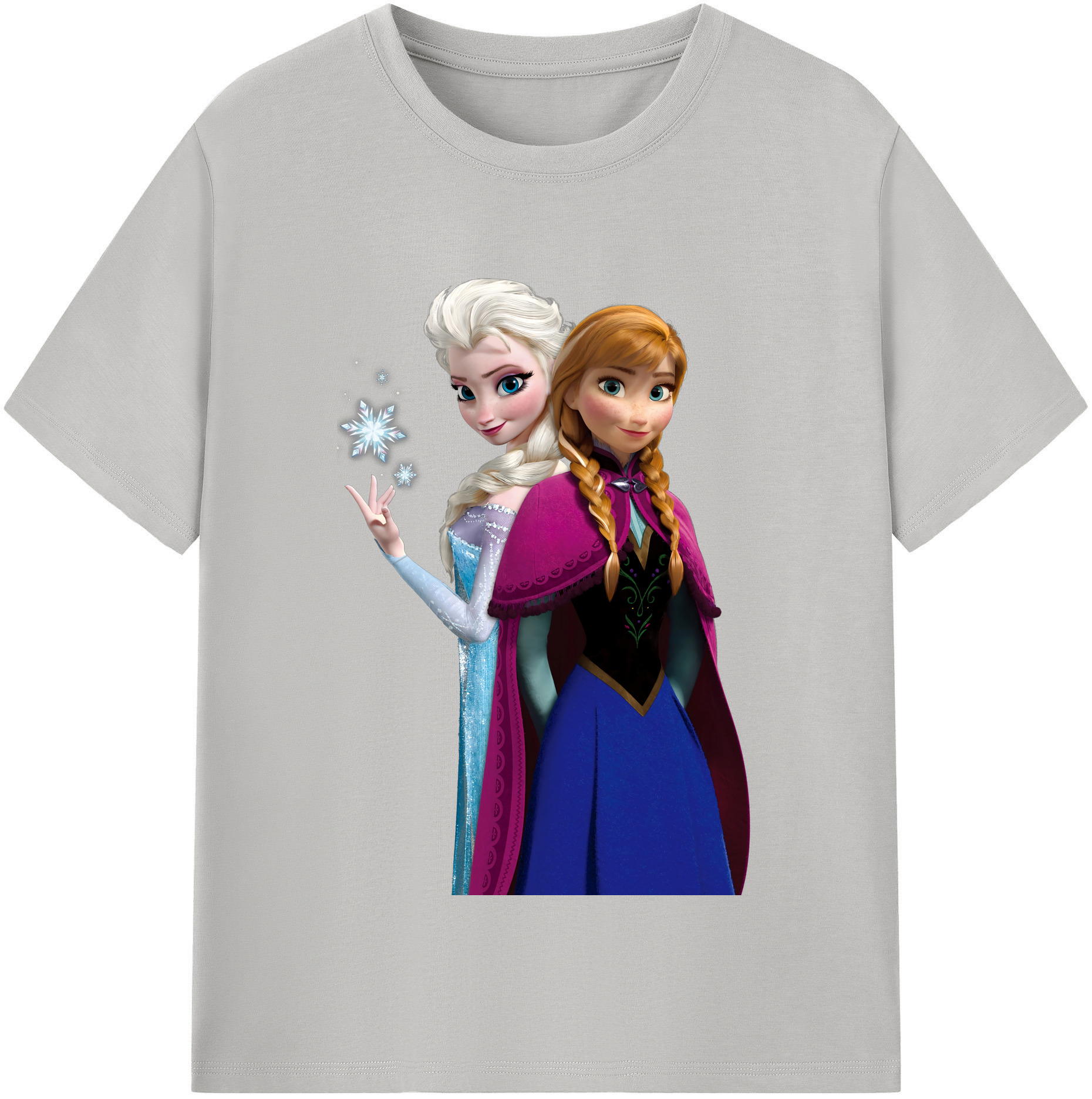 （画像用） アナと雪の女王 アンナ エルサ Frozen Anna Elsa 綿100％半袖Tシャツ（フロントプリント）