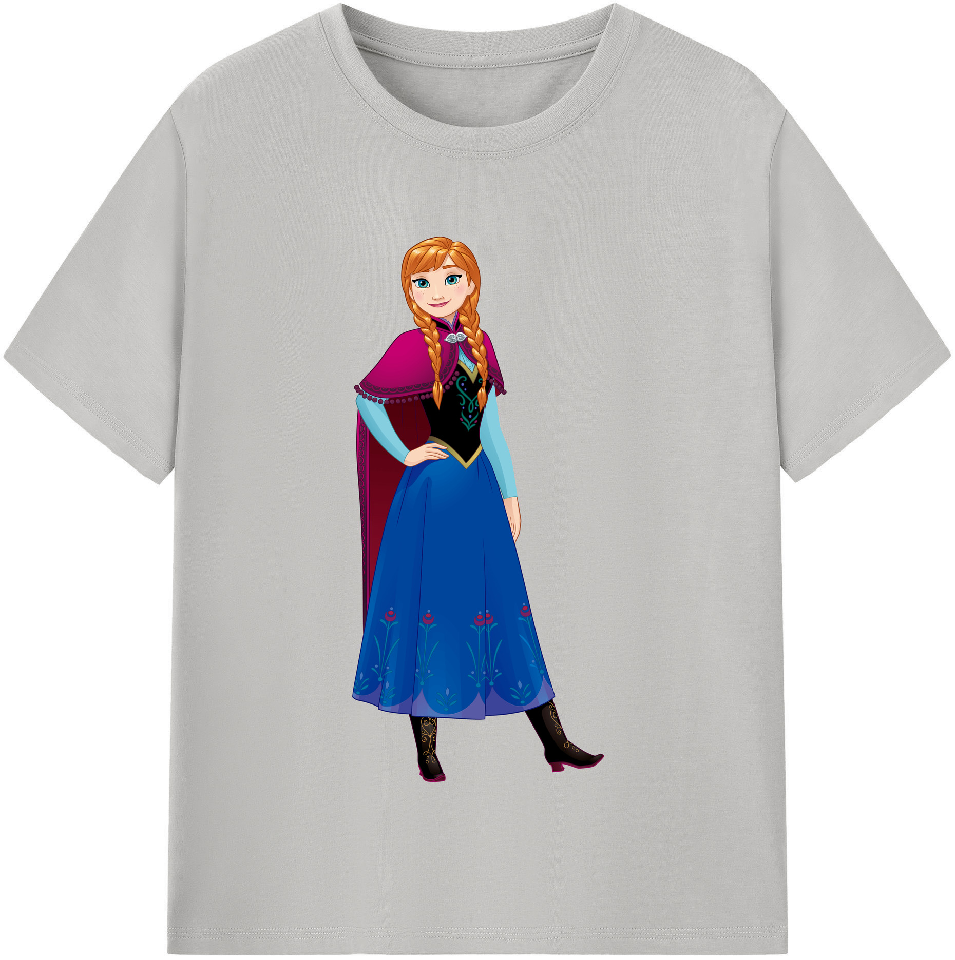 （画像用） アナと雪の女王 アンナ エルサ Frozen Anna Elsa 綿100％半袖Tシャツ（フロントプリント）