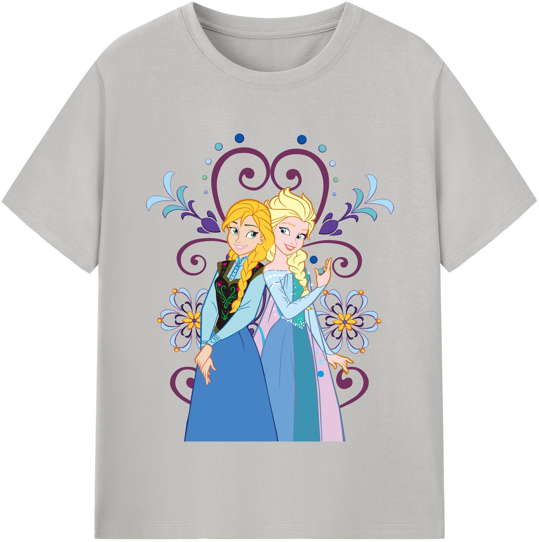 （画像用） アナと雪の女王 アンナ エルサ Frozen Anna Elsa 綿100％半袖Tシャツ（フロントプリント）
