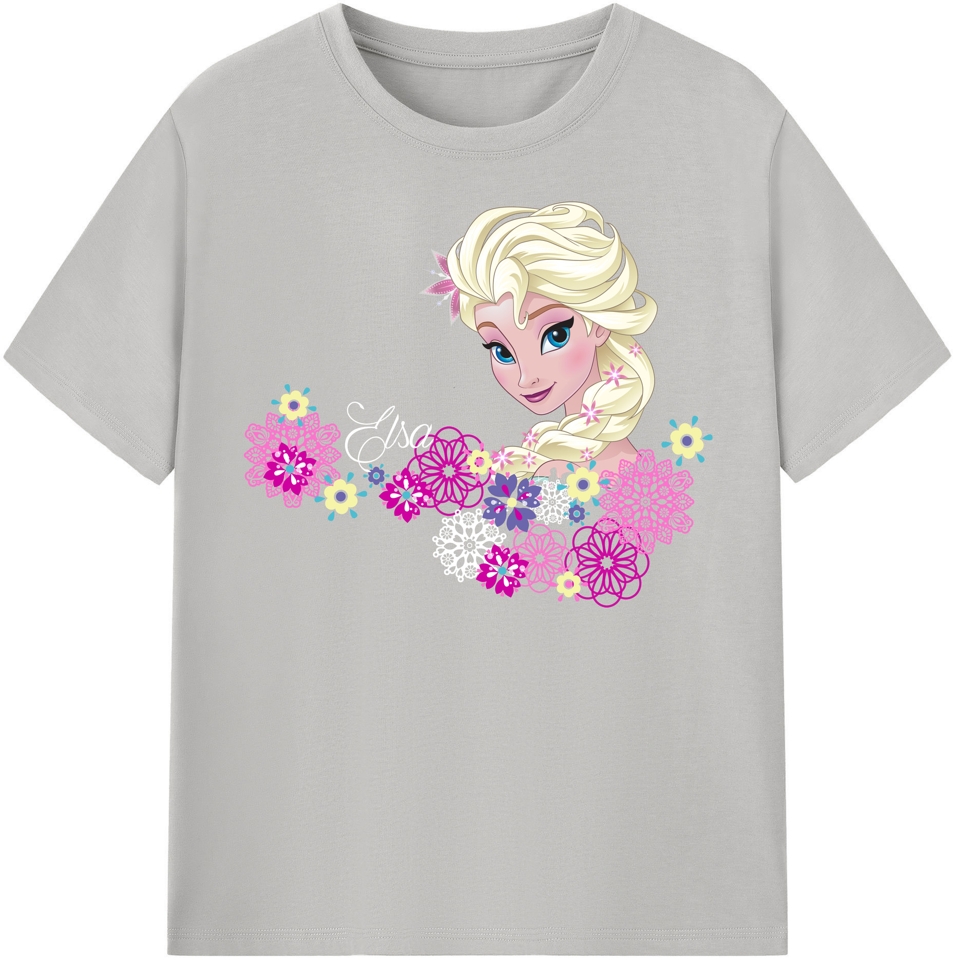 （画像用） アナと雪の女王 アンナ エルサ Frozen Anna Elsa 綿100％半袖Tシャツ（フロントプリント）
