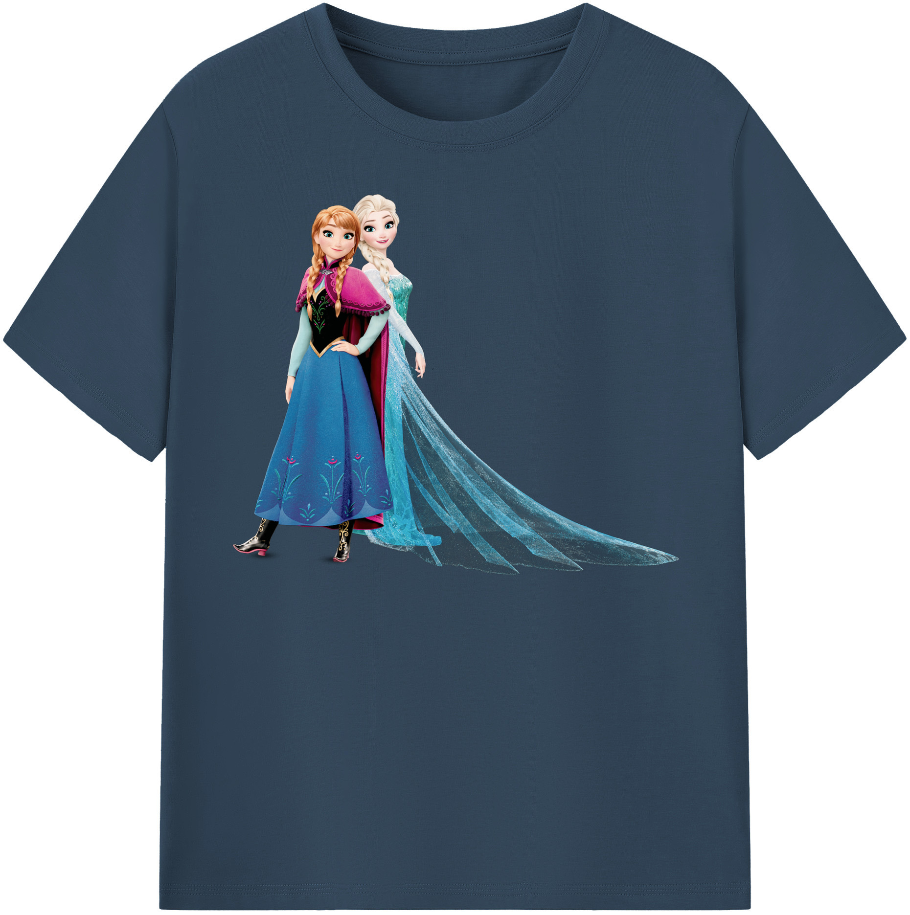 （画像用） アナと雪の女王 アンナ エルサ Frozen Anna Elsa 綿100％半袖Tシャツ（フロントプリント）