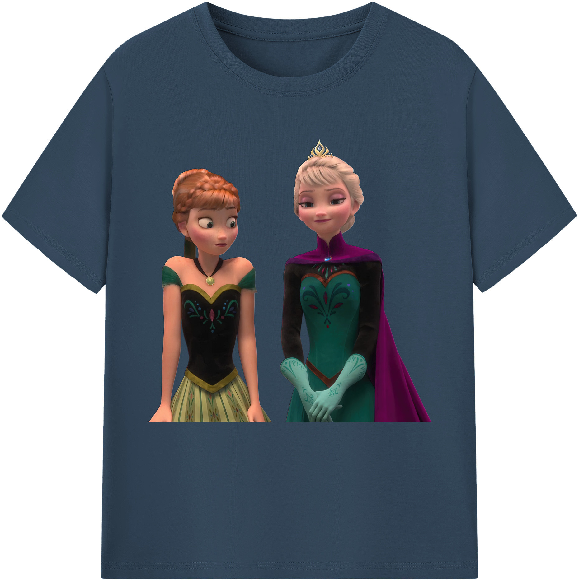 （画像用） アナと雪の女王 アンナ エルサ Frozen Anna Elsa 綿100％半袖Tシャツ（フロントプリント）