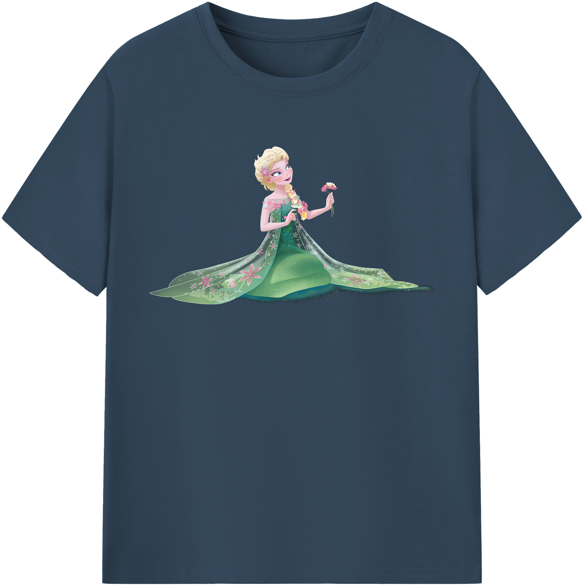 （画像用） アナと雪の女王 アンナ エルサ Frozen Anna Elsa 綿100％半袖Tシャツ（フロントプリント）