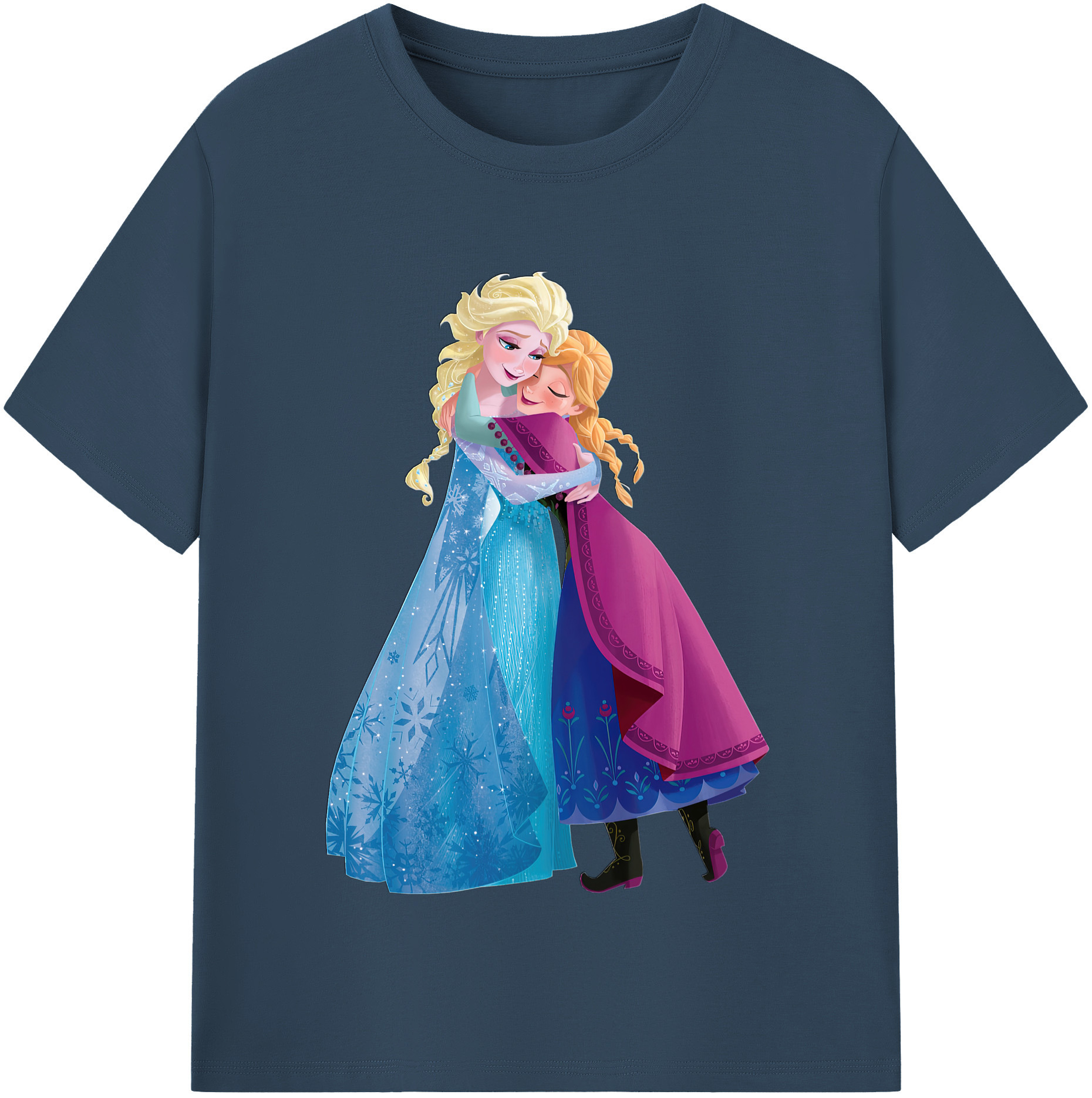 （画像用） アナと雪の女王 アンナ エルサ Frozen Anna Elsa 綿100％半袖Tシャツ（フロントプリント）
