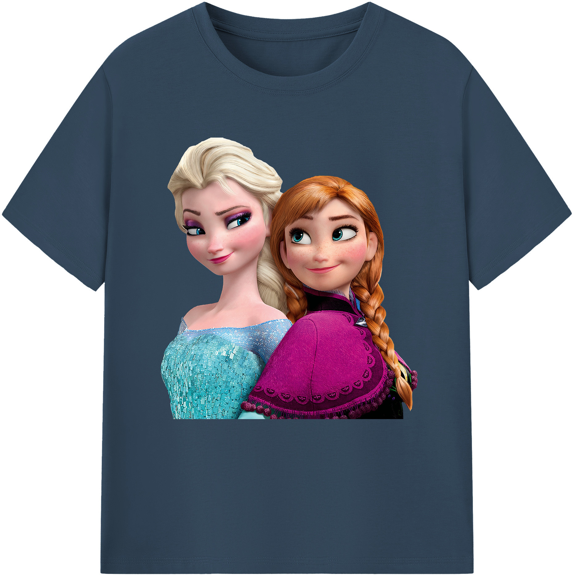 （画像用） アナと雪の女王 アンナ エルサ Frozen Anna Elsa 綿100％半袖Tシャツ（フロントプリント）